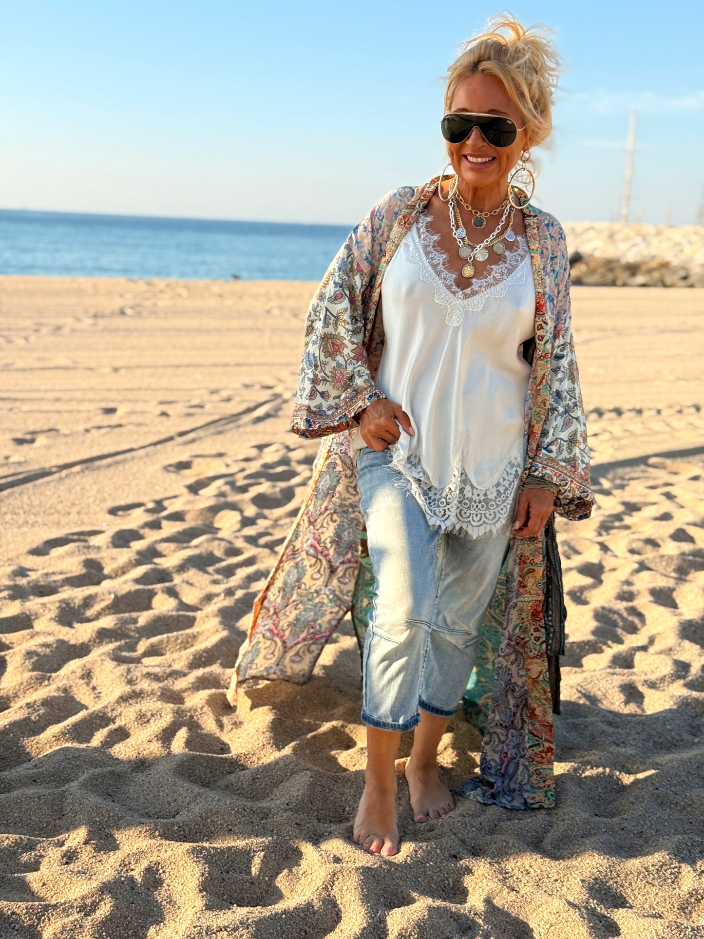 KIMONO ESTAMPADO MANGA 3/4 MULTICOLOR