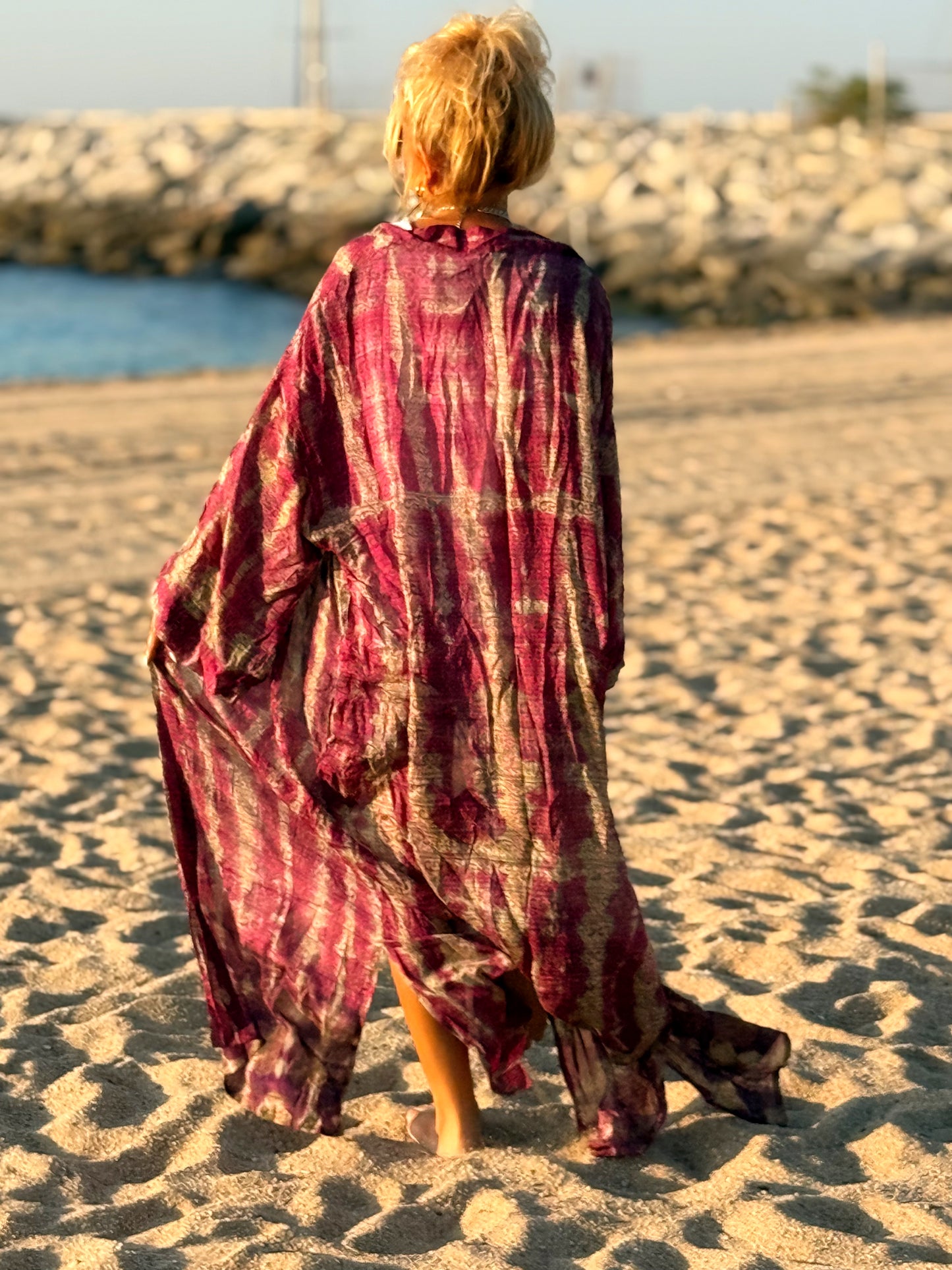 KIMONO ESTAMPADO MANGA LARGA CREPE DE SEDA MULTICOLOR