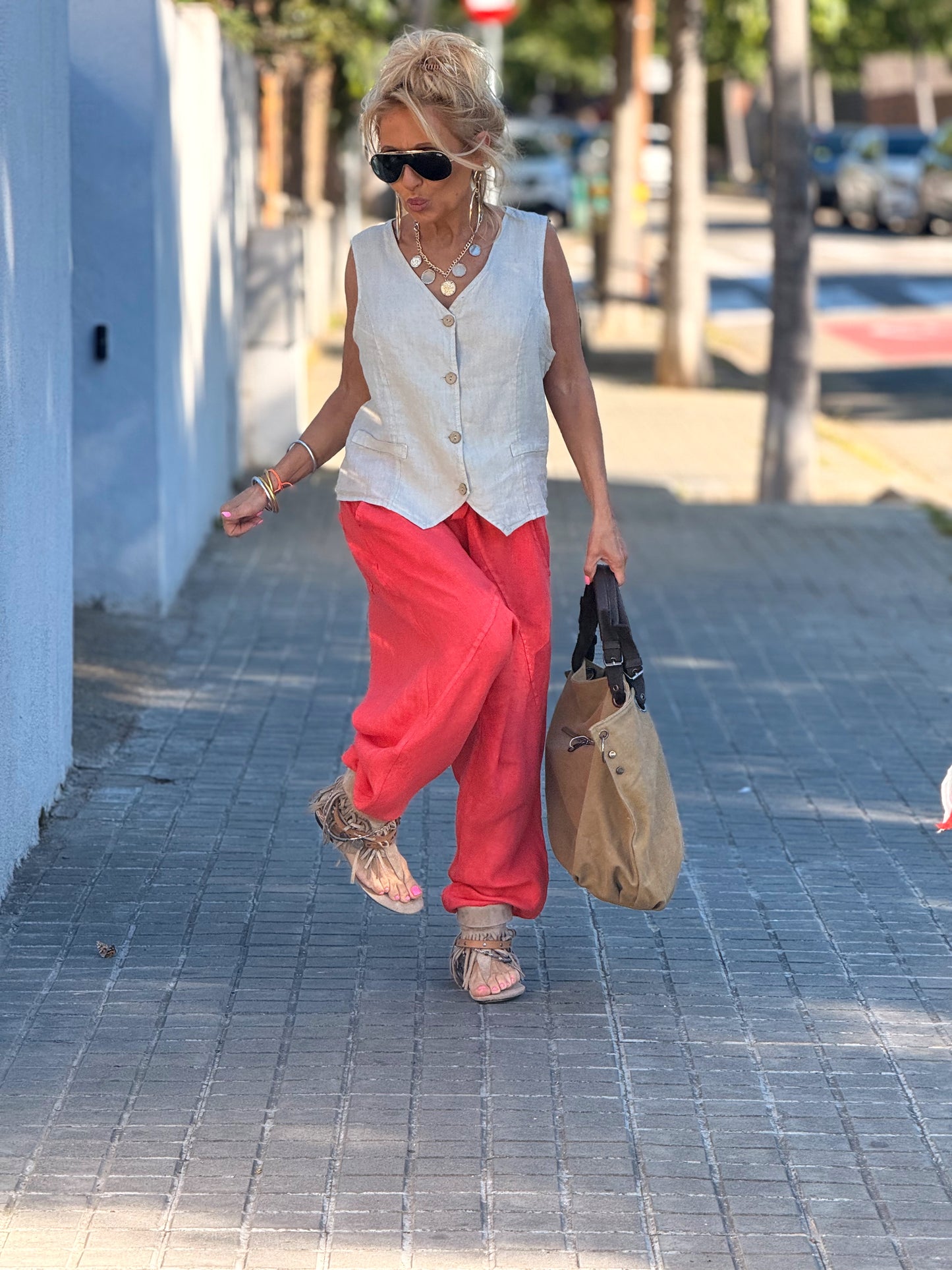 PANTALÓN BAGGY OVERSIZE LINO FLORENT MULTICOLOR