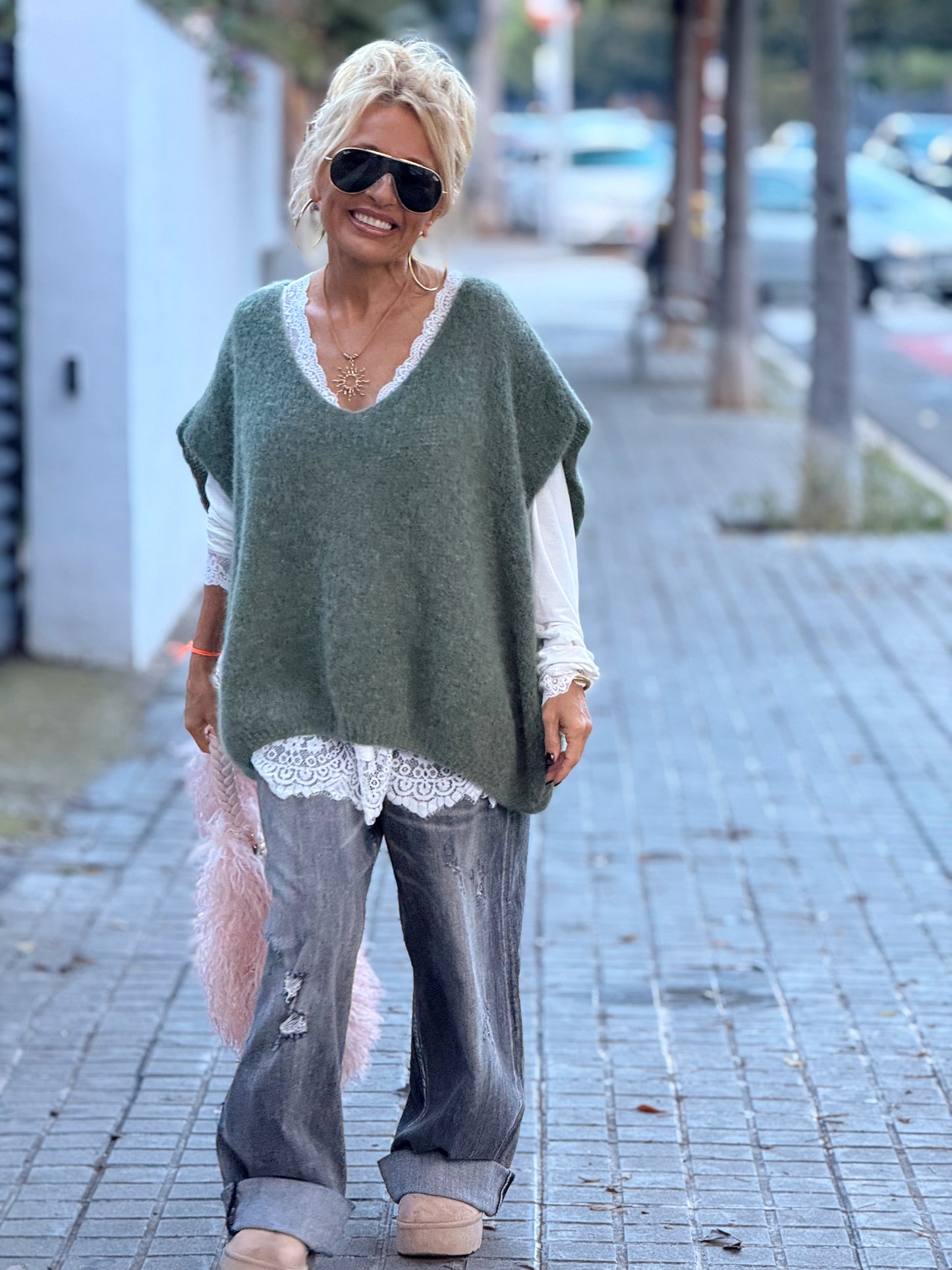 JERSEY-CHALECO DE PUNTO SUPER OVERSIZE LUANA MULTICOLOR