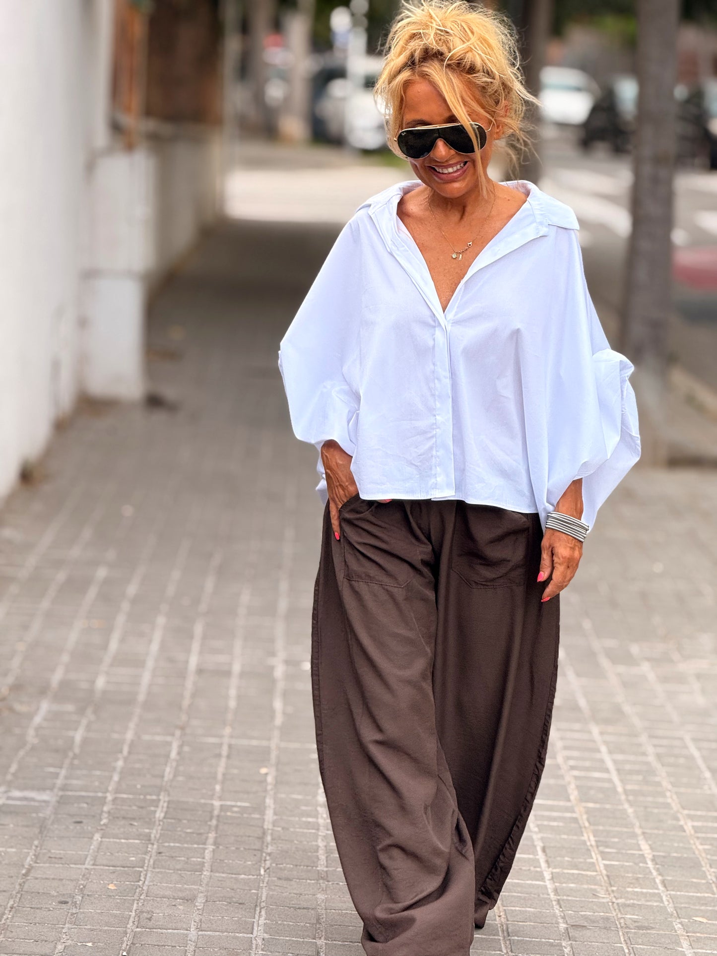 CAMISA CORTA CON BOTON MANGA BLANCO