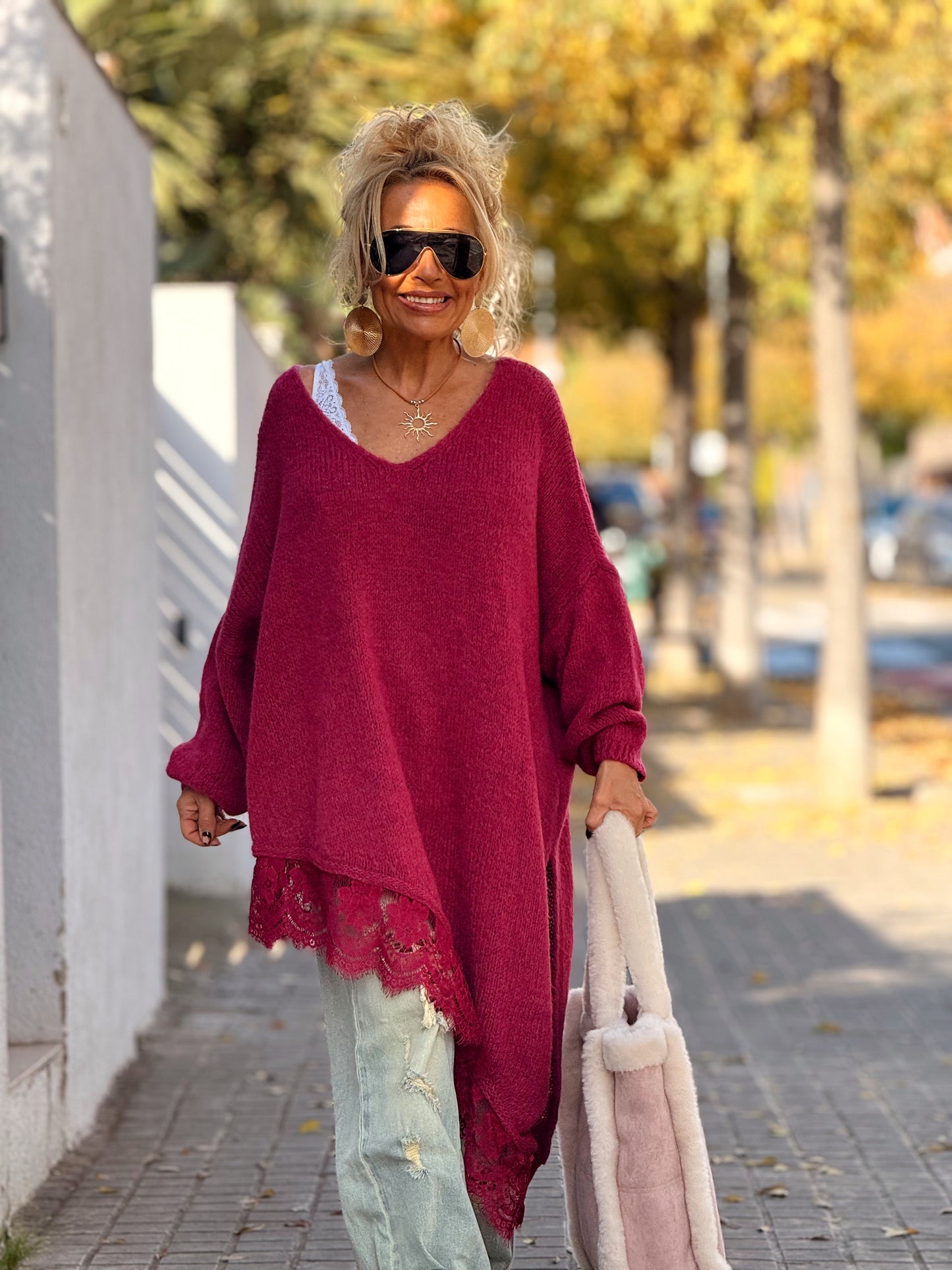 JERSEY SUPER OVERSIZE ASIMÉTRICO CON LENCERO MULTICOLOR