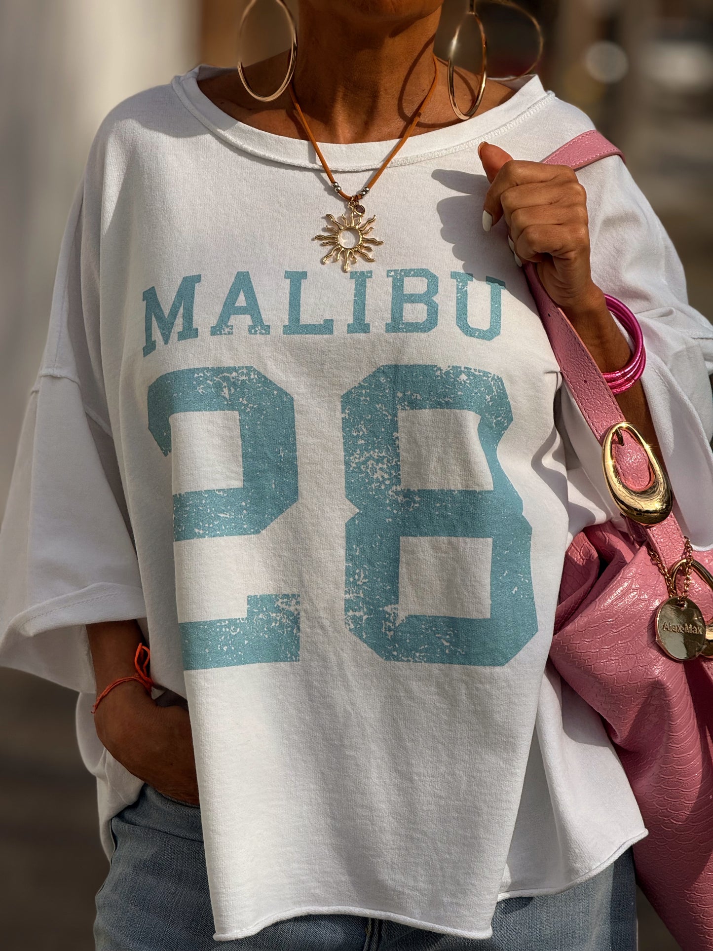 CAMISETA SUPER OVERSIZE DESGASTADA MALIBU MULTICOLOR