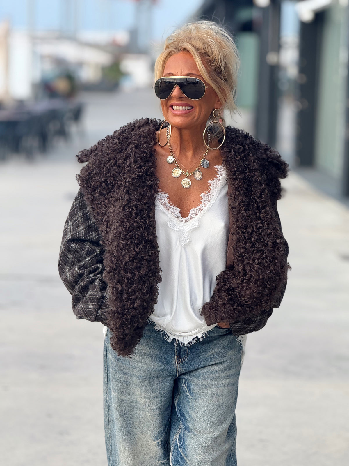CHAQUETA CUADROS MARRÓN