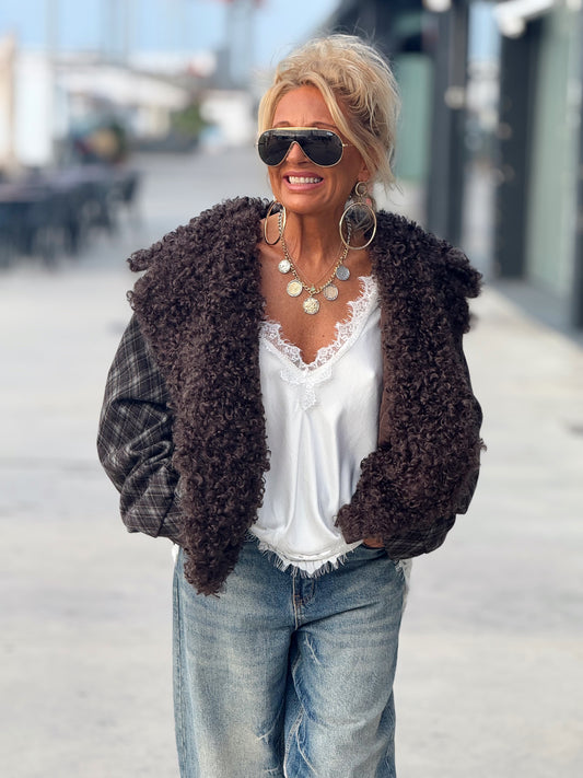 CHAQUETA CUADROS MARRÓN