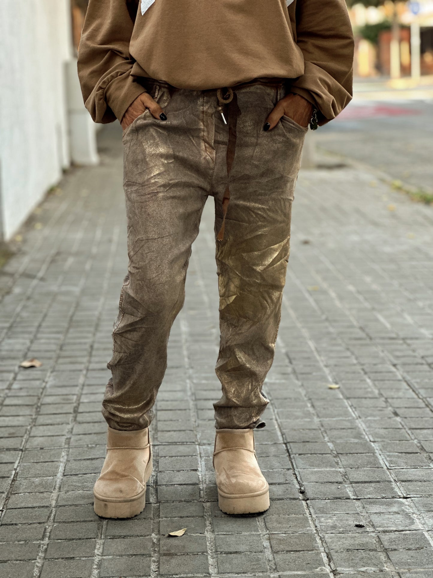 PANTALON BRILLANTE FLORENCE CAMEL