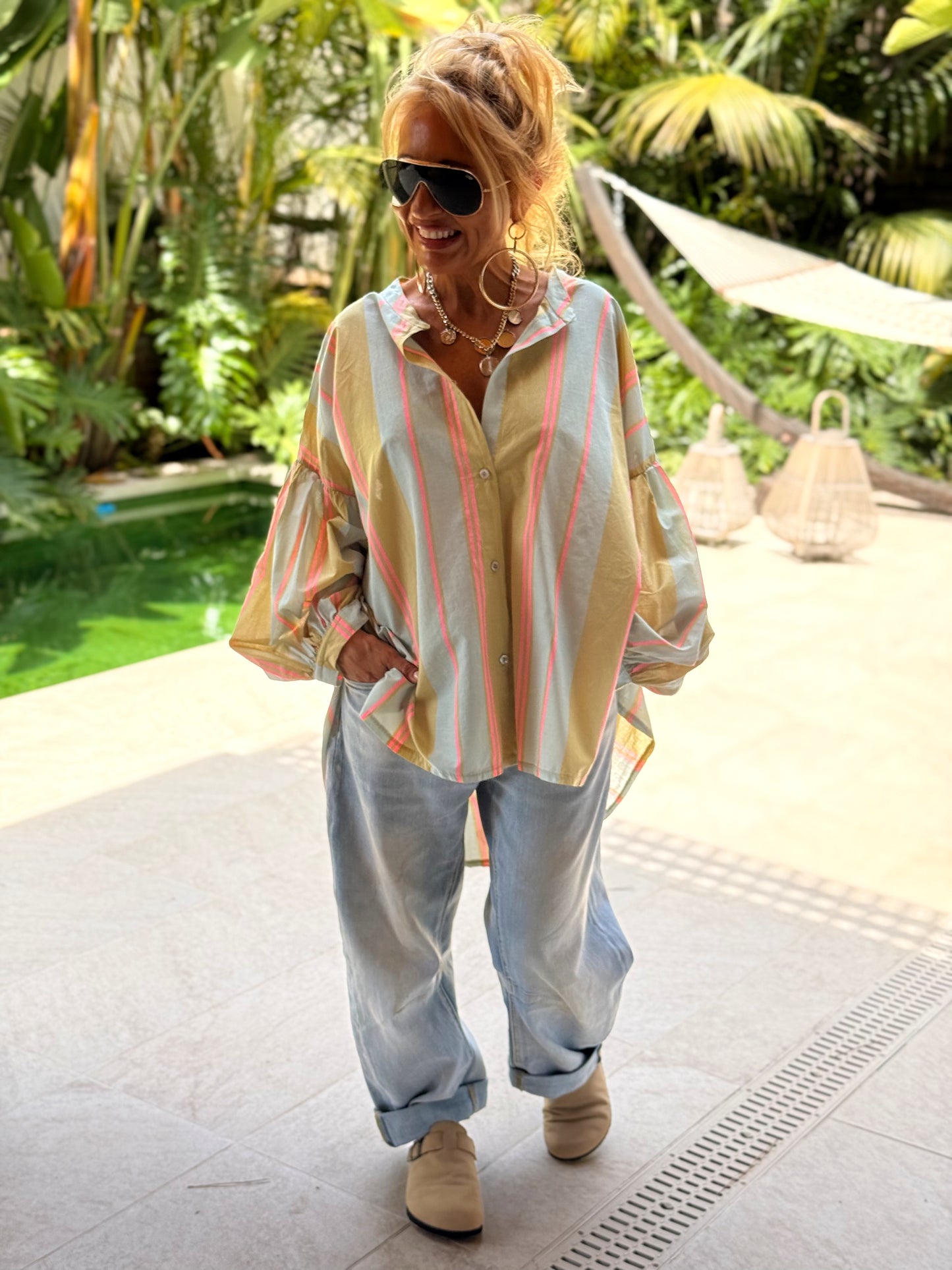 CAMISA OVERSIZE LOLITA RAYAS MULTICOLOR