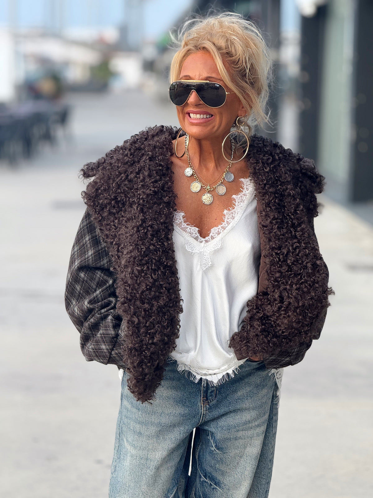 CHAQUETA CUADROS MARRÓN
