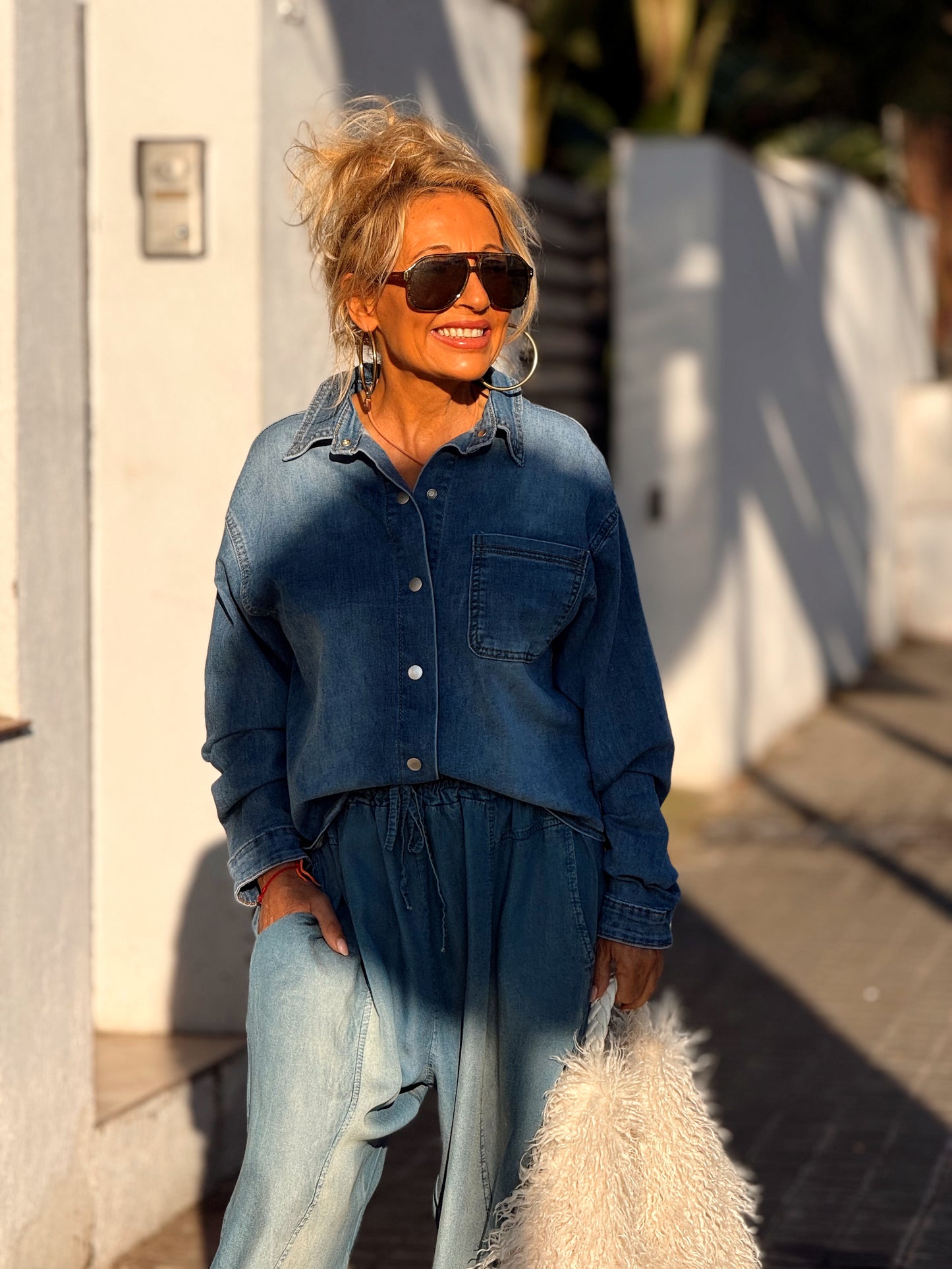 CAMISA CORTA DENIM TEJANO