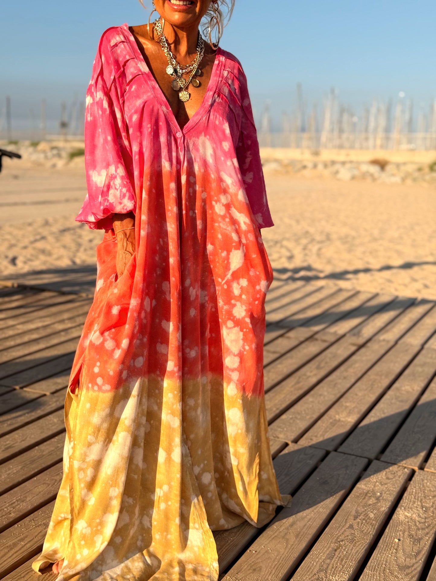 VESTIDO KAFTAN SUPER OVERSIZE MULTICOLOR