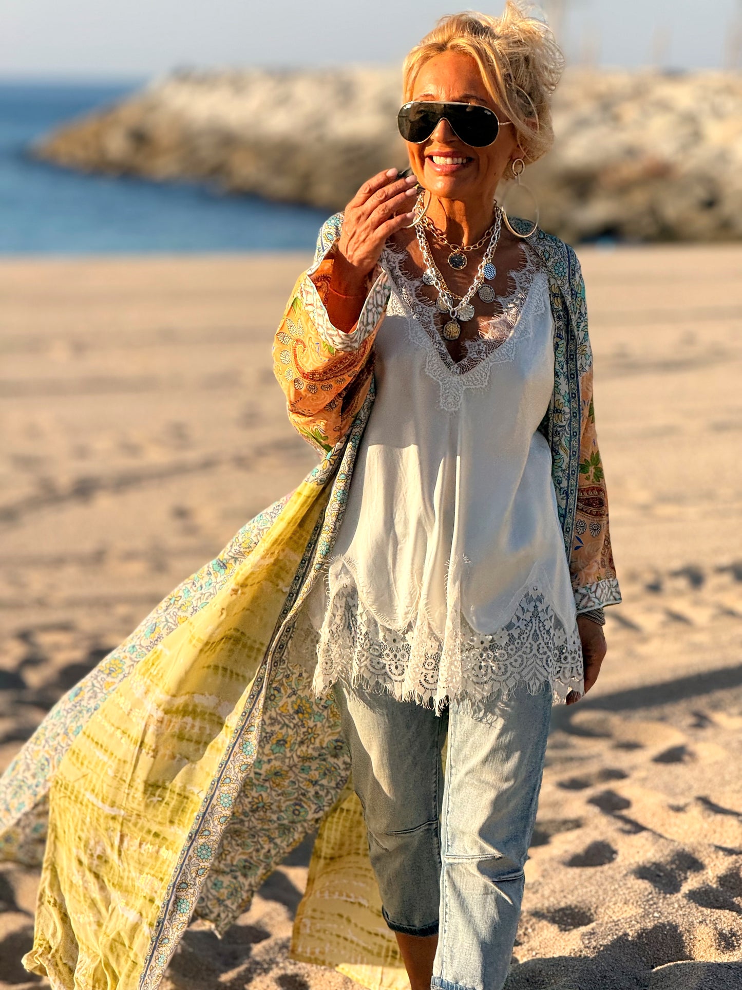 KIMONO ESTAMPADO MANGA 3/4 MULTICOLOR
