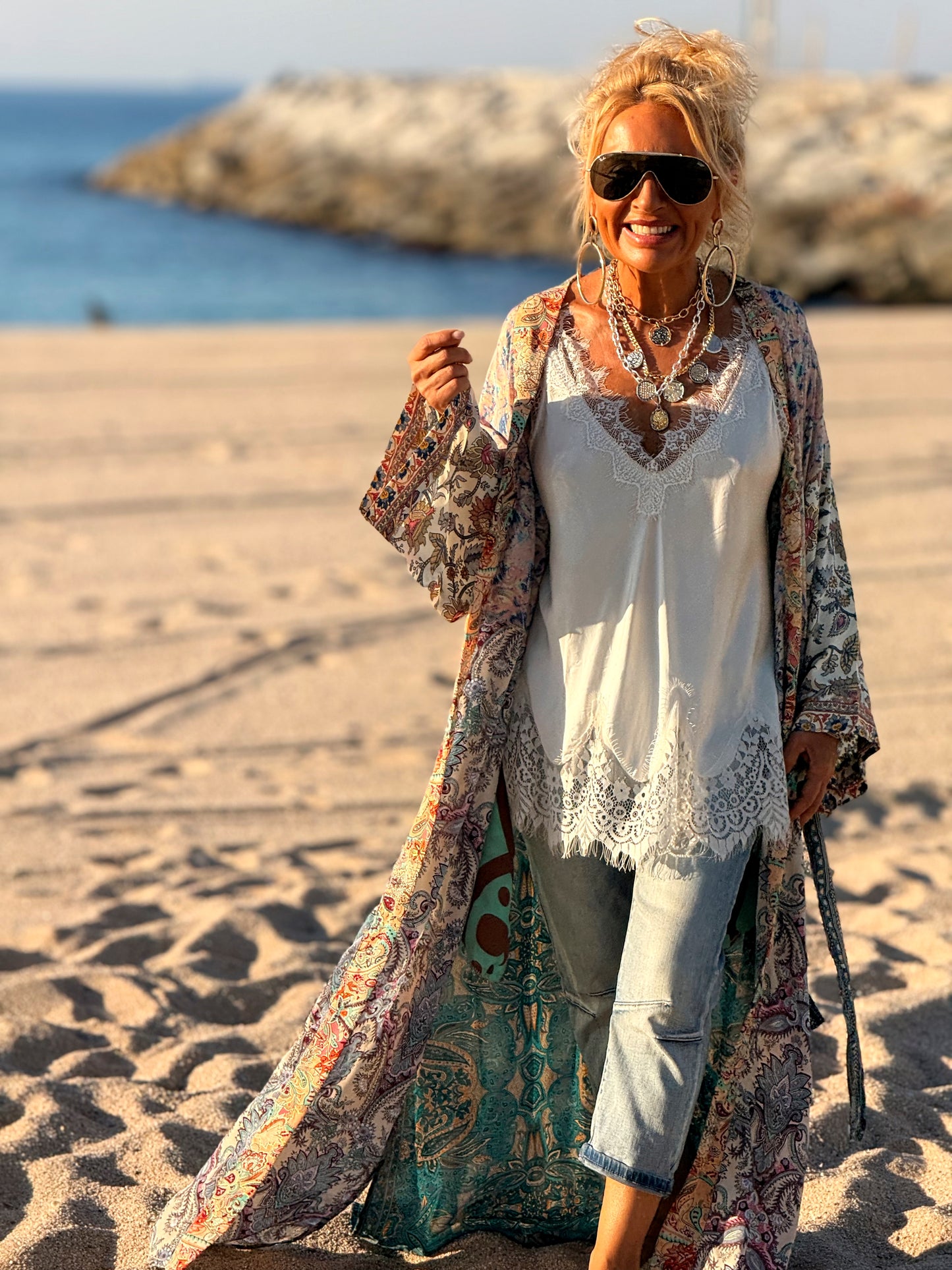 KIMONO ESTAMPADO MANGA 3/4 MULTICOLOR
