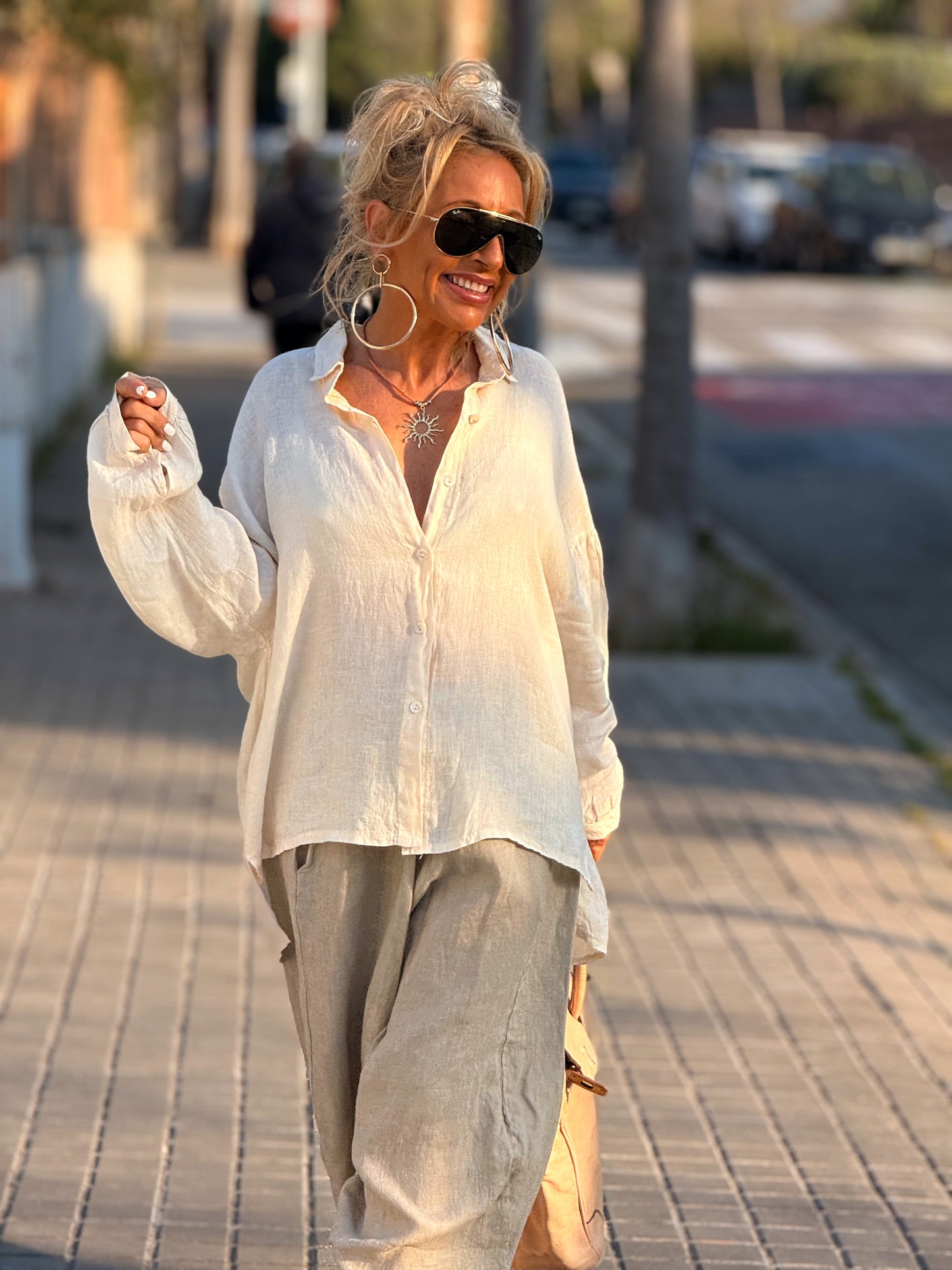 CAMISA OVERSIZE LINO LEA MULTICOLOR