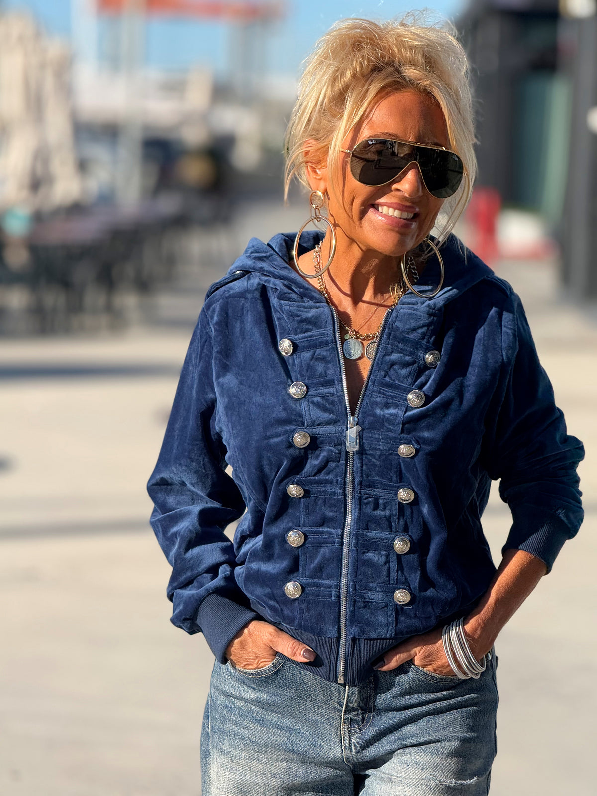 CHAQUETA TERCIOPELO AZUL