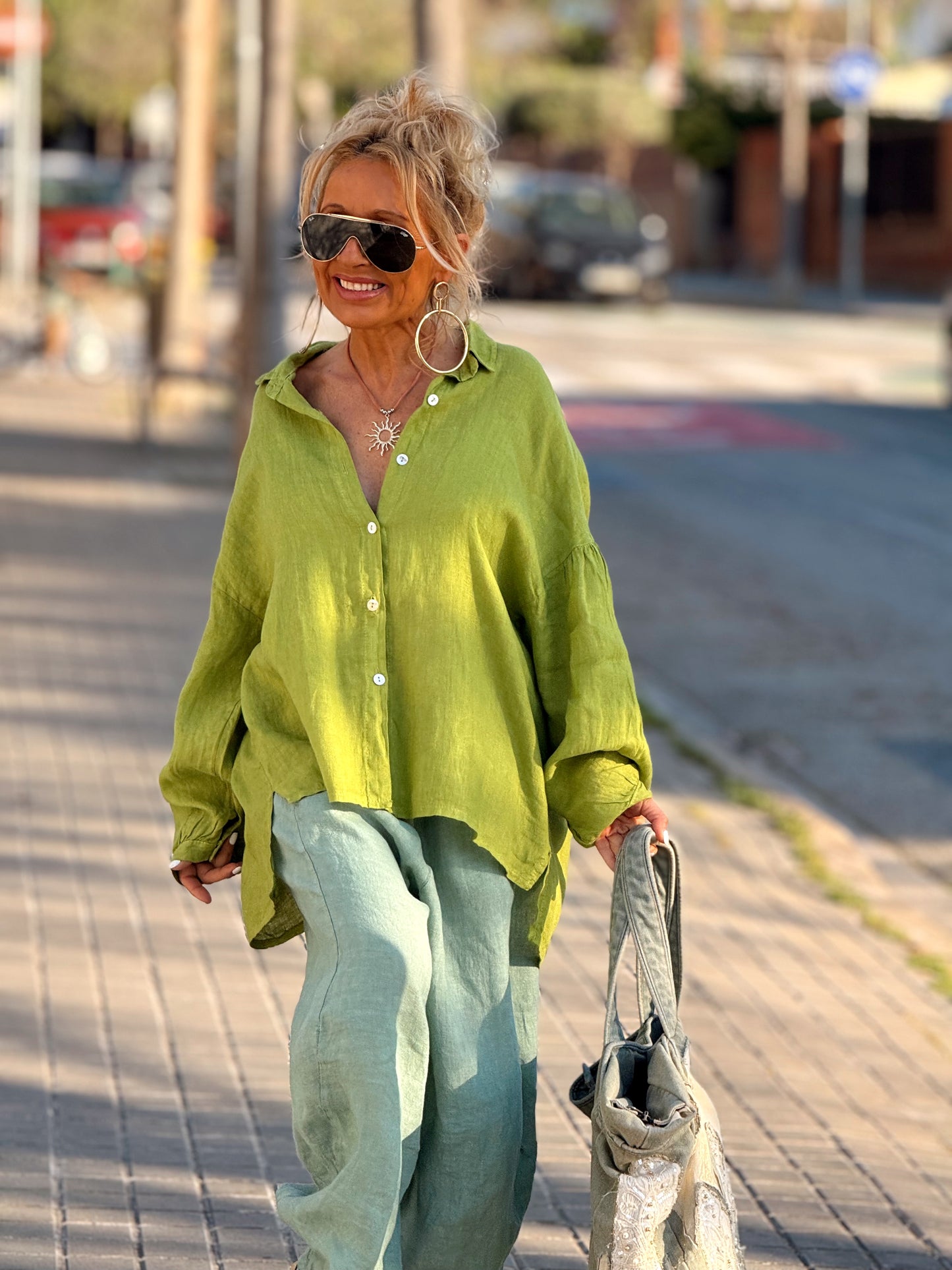 CAMISA OVERSIZE LINO LEA MULTICOLOR