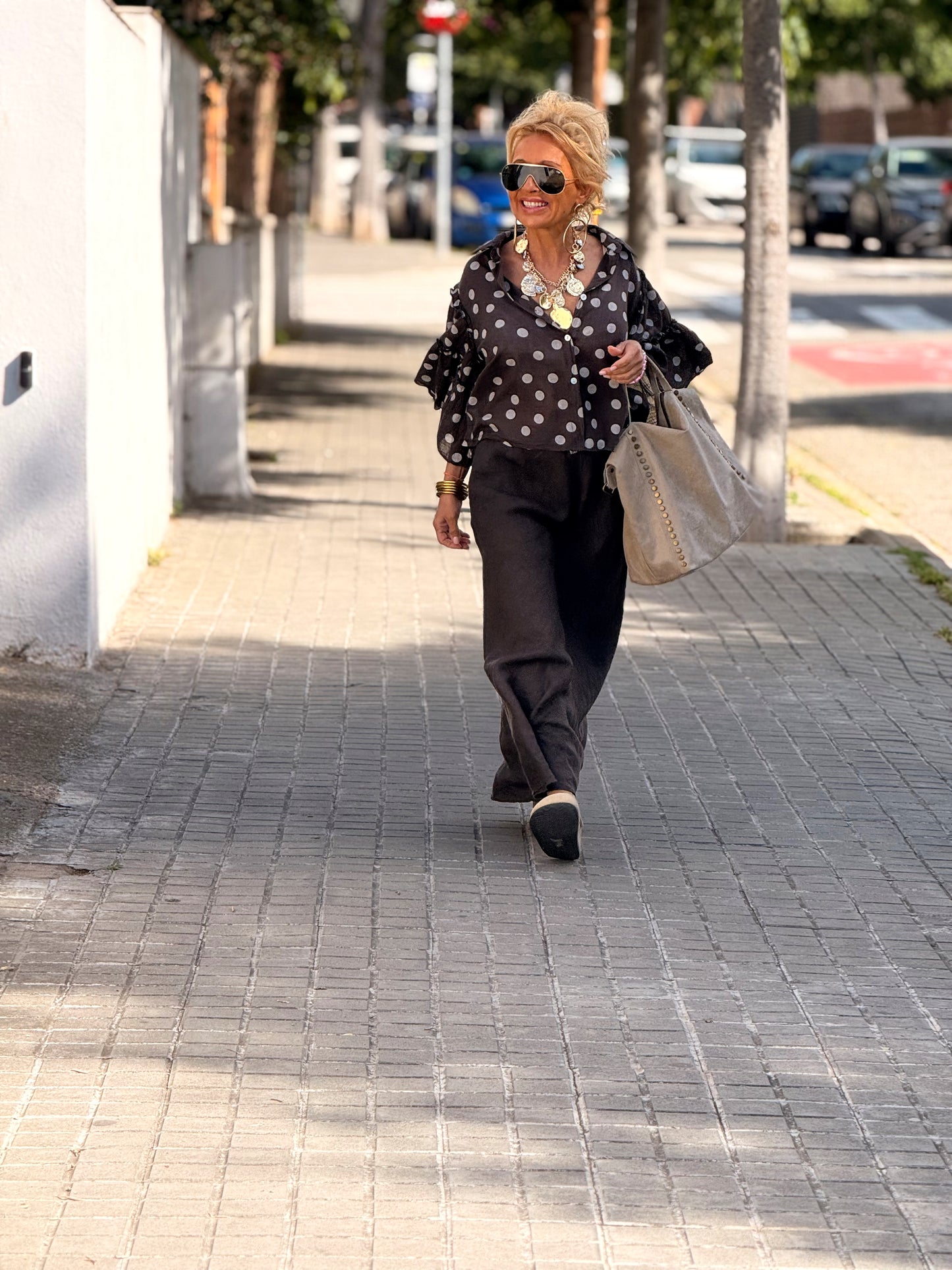 CAMISA CORTA LUNARES MULTICOLOR