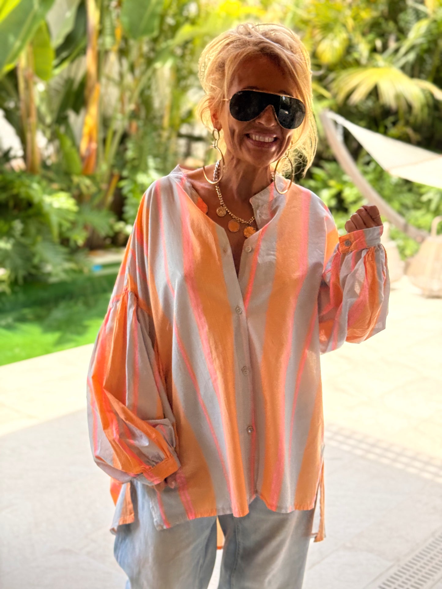 CAMISA OVERSIZE LOLITA RAYAS MULTICOLOR