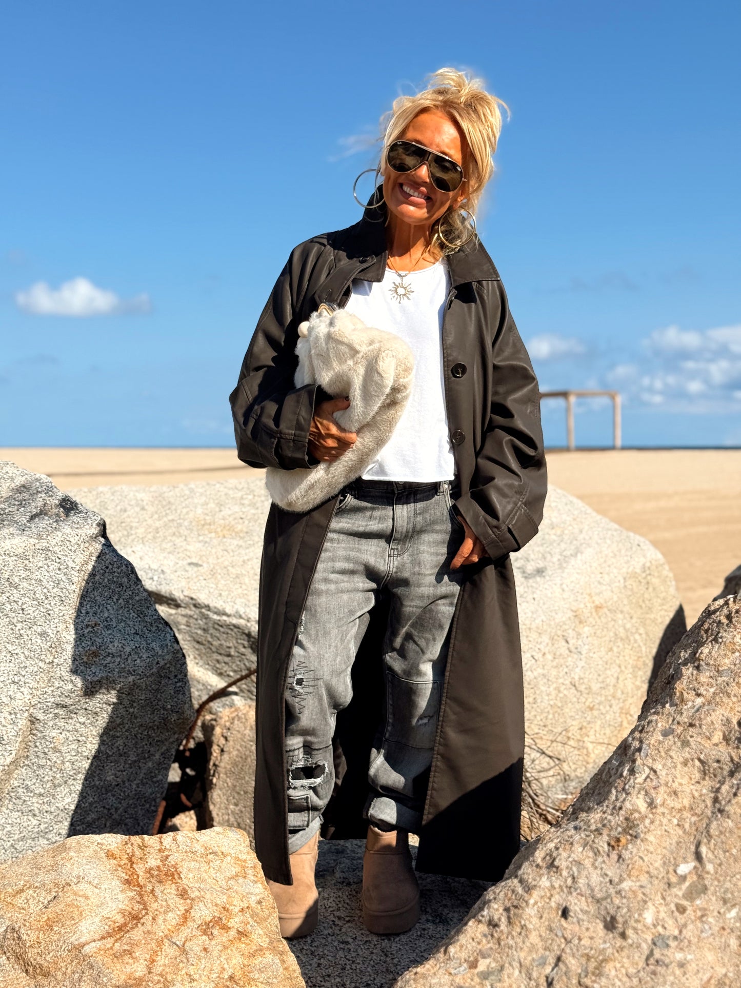 CHAQUETA LARGA POLIPIEL MULTICOLOR