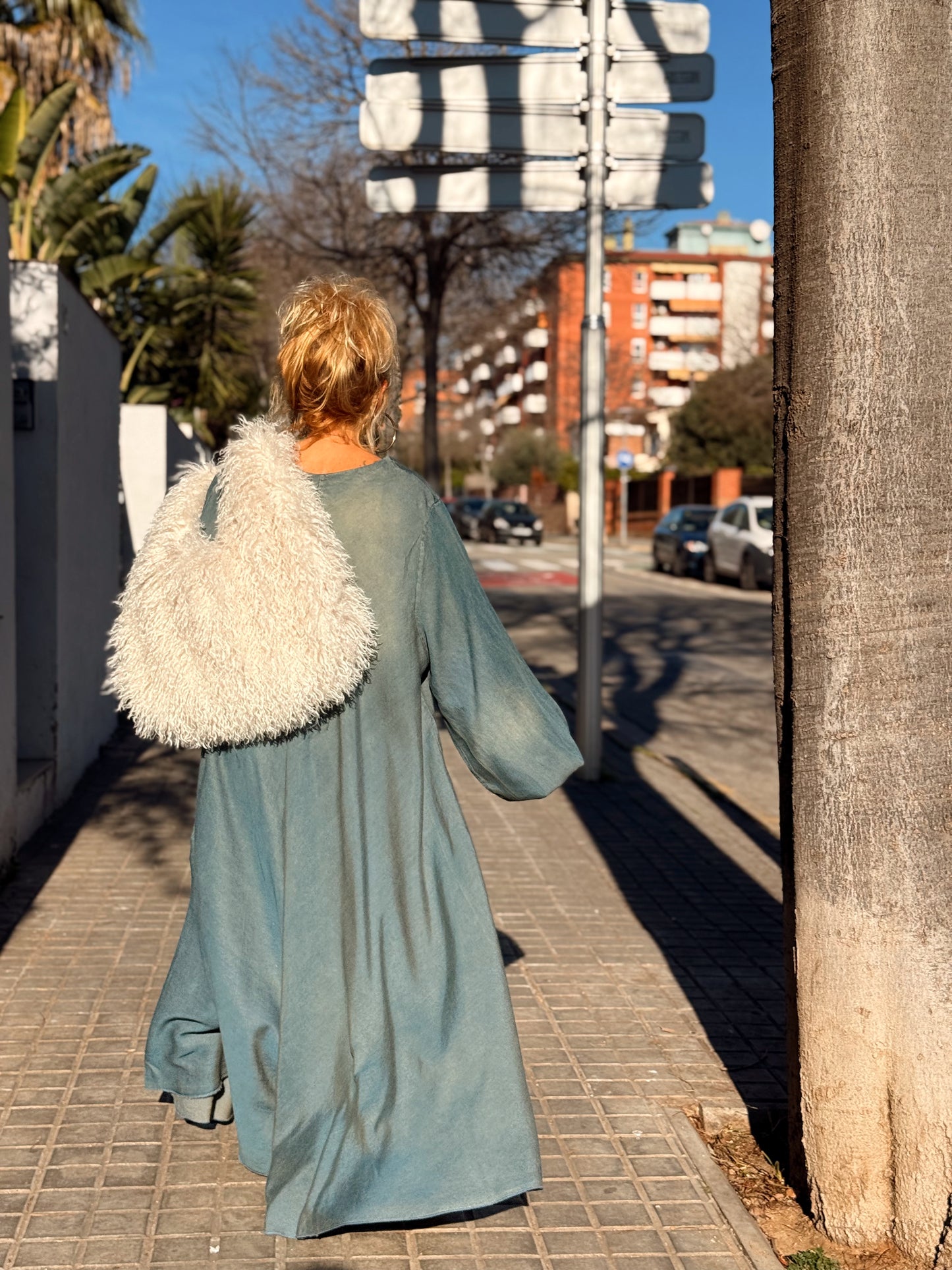 VESTIDO LARGO OVERSIZE TEJANO DESGASTADO