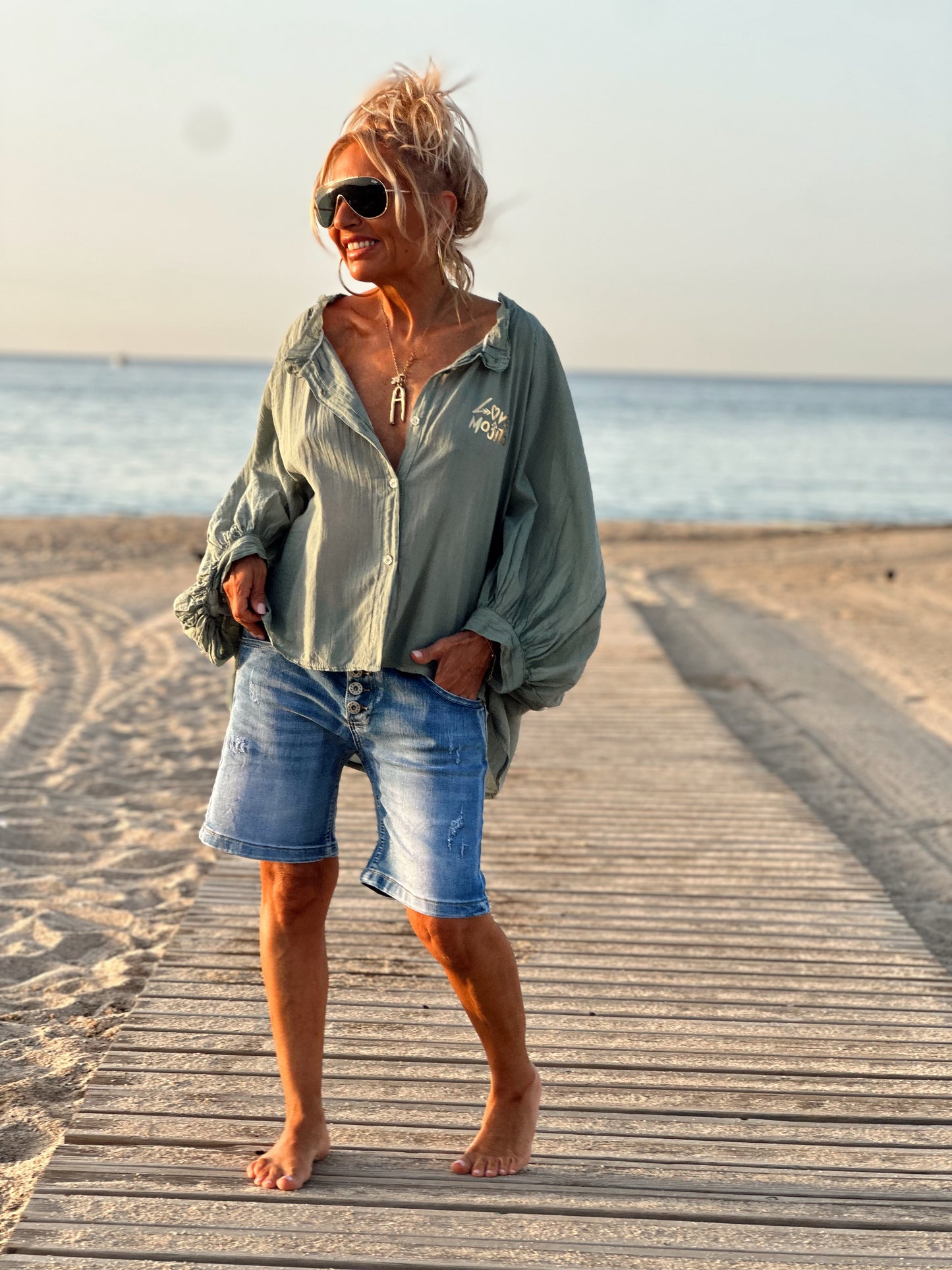 BLUSA OVERSIZE LOVE MOJITO KAKI