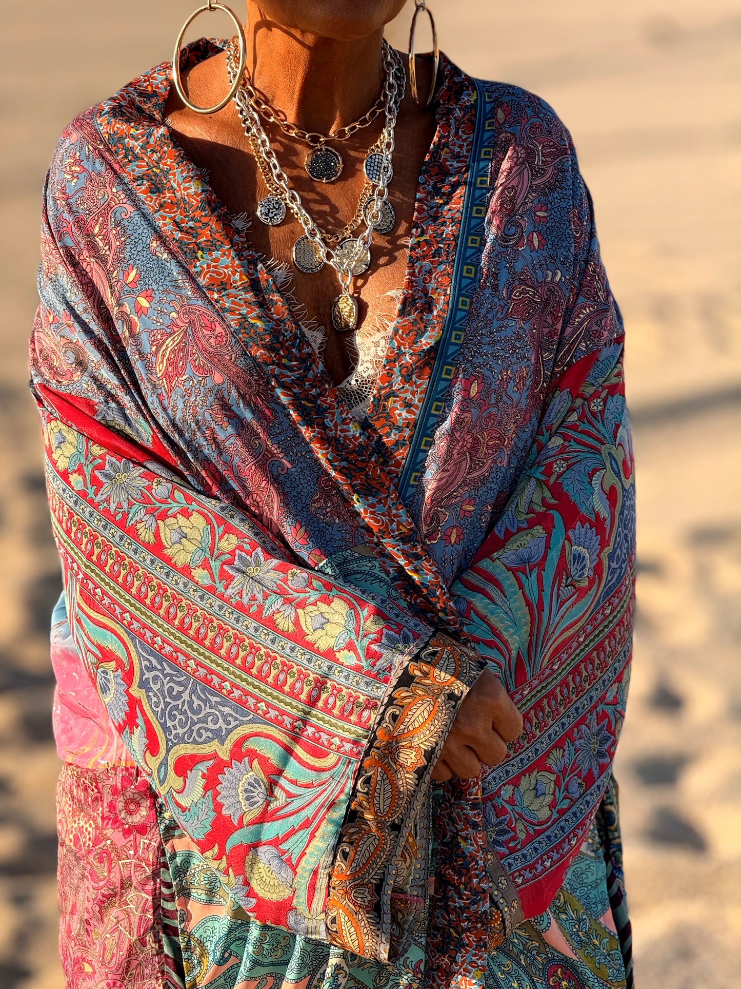 KIMONO ESTAMPADO MANGA 3/4 MULTICOLOR
