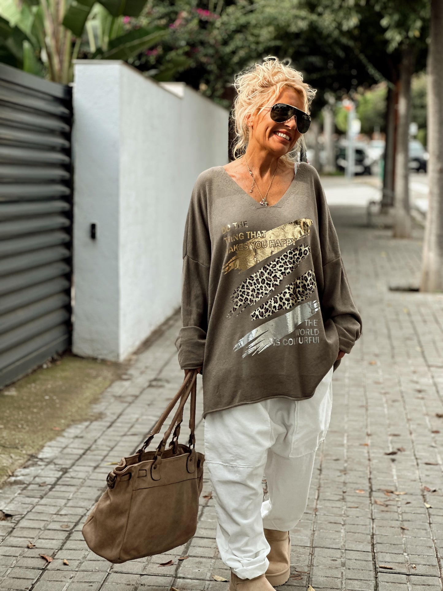 JERSEY DE PUNTO OVERSIZE ANIMAL PRINT TOPO