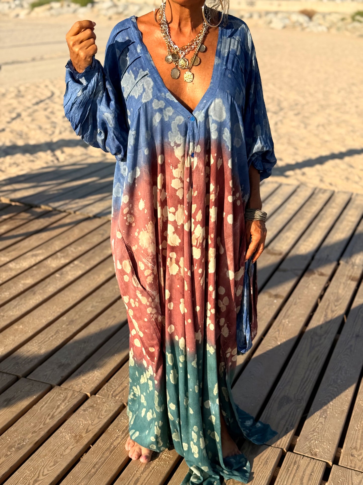 VESTIDO KAFTAN SUPER OVERSIZE MULTICOLOR