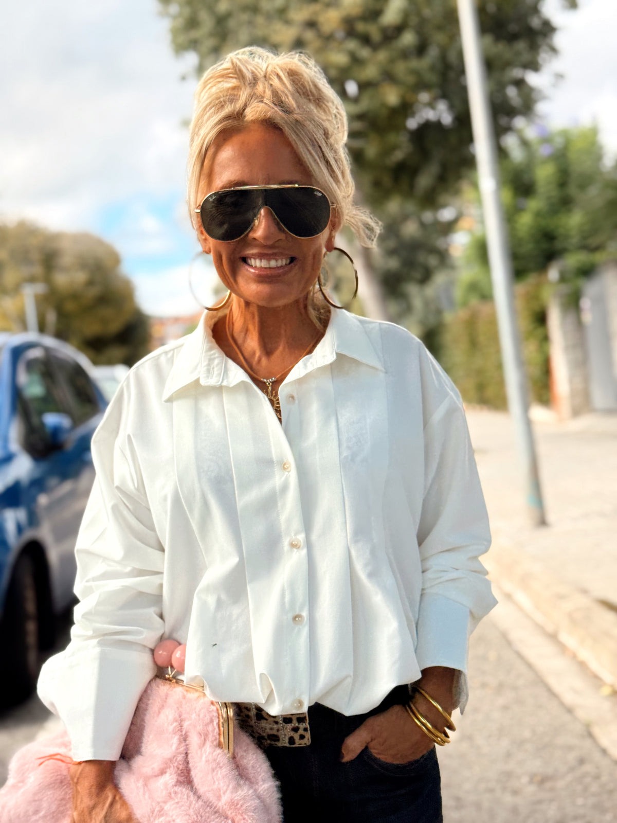 CAMISA CON PLIEGUES FILIPA MULTICOLOR