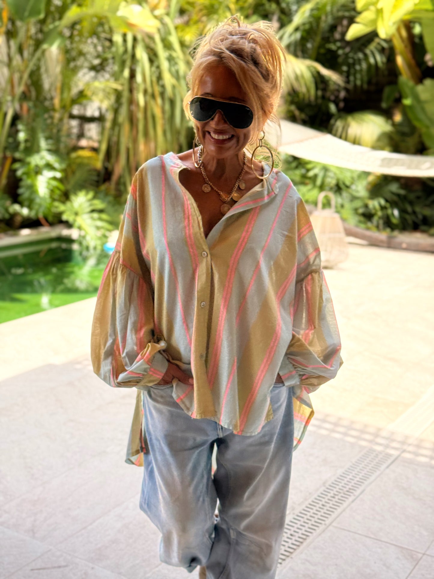 CAMISA OVERSIZE LOLITA RAYAS MULTICOLOR