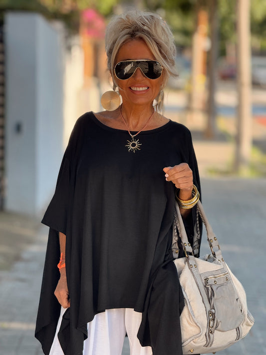 CONJUNTO OVERSIZE PANTALÓN-TÚNICA JADE BLANCO-NEGRO