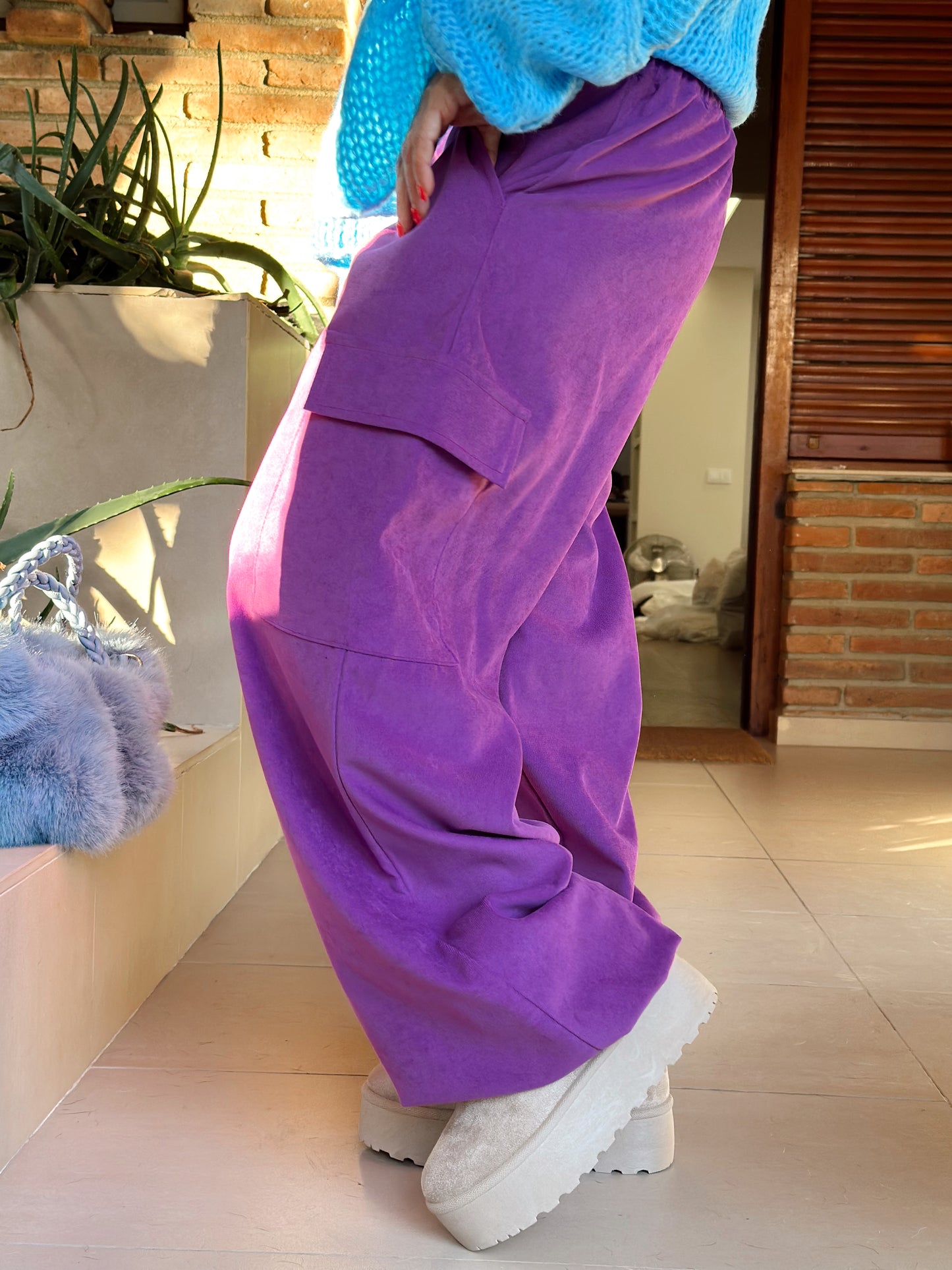 PANTALON TERCIOPELO ODESSA CON BOLSILLOS LILAS