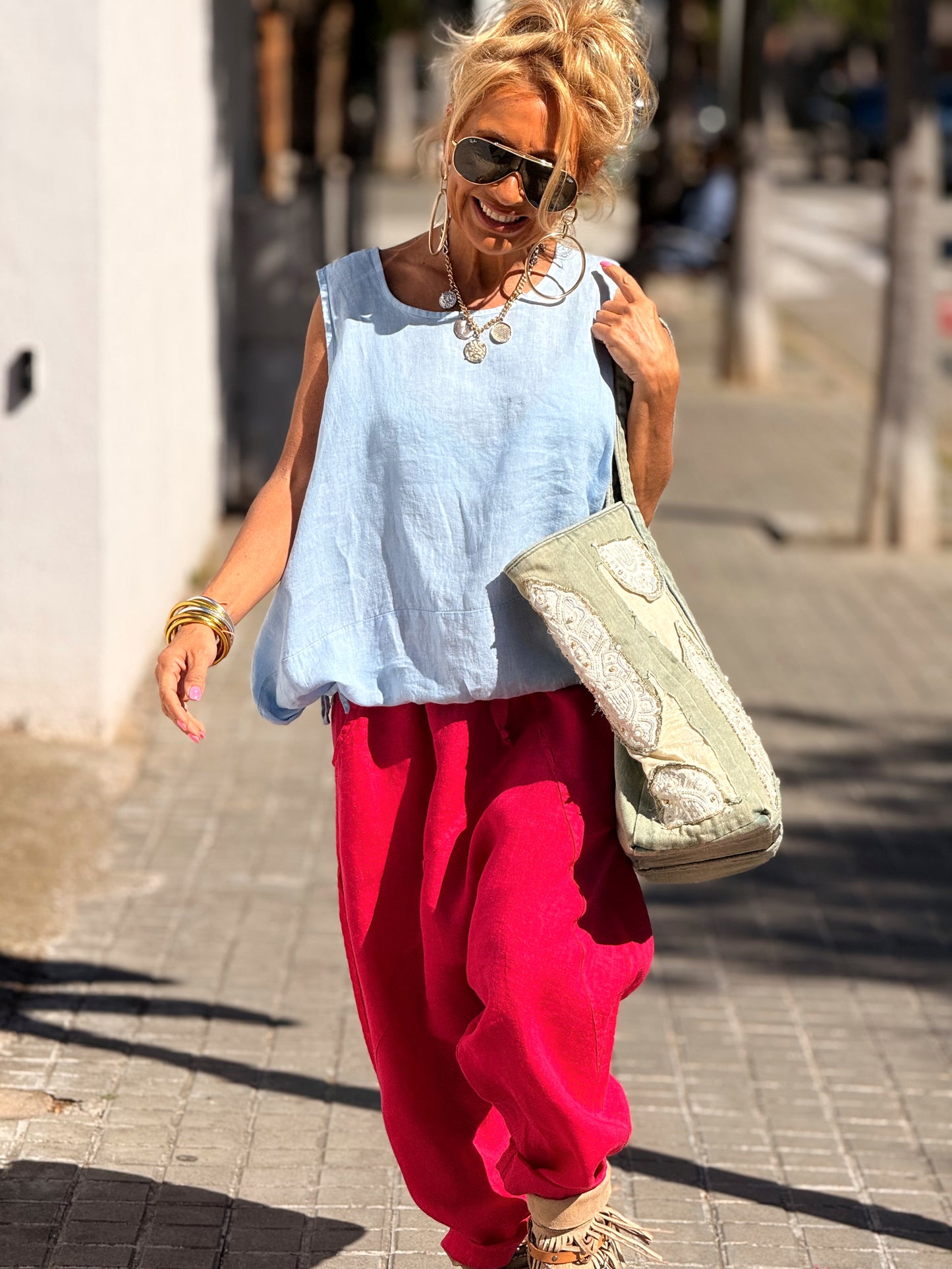 PANTALÓN BAGGY OVERSIZE LINO FLORENT MULTICOLOR