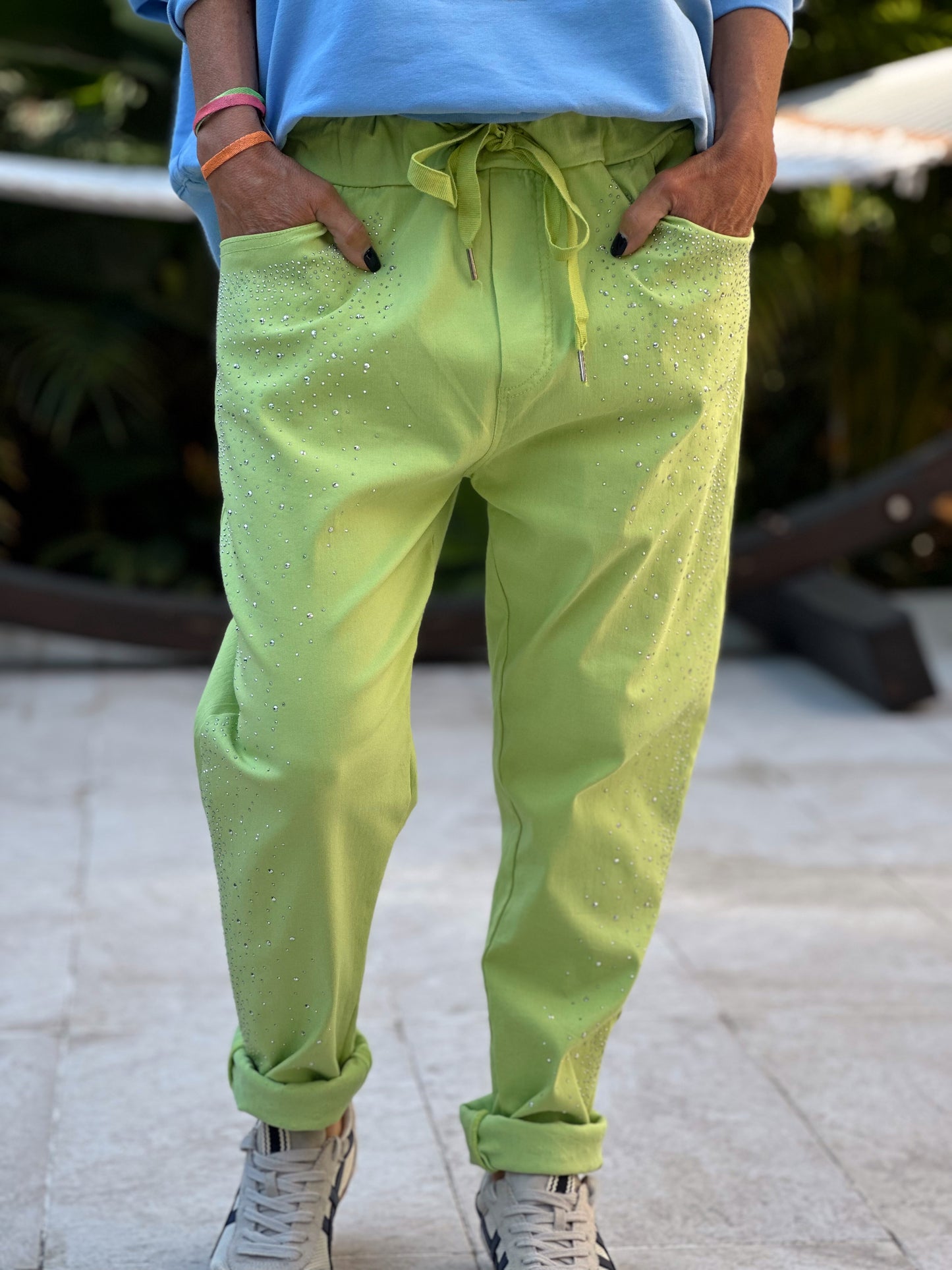 PANTALON BAGGY JULIEN BRILLANTES VERDE