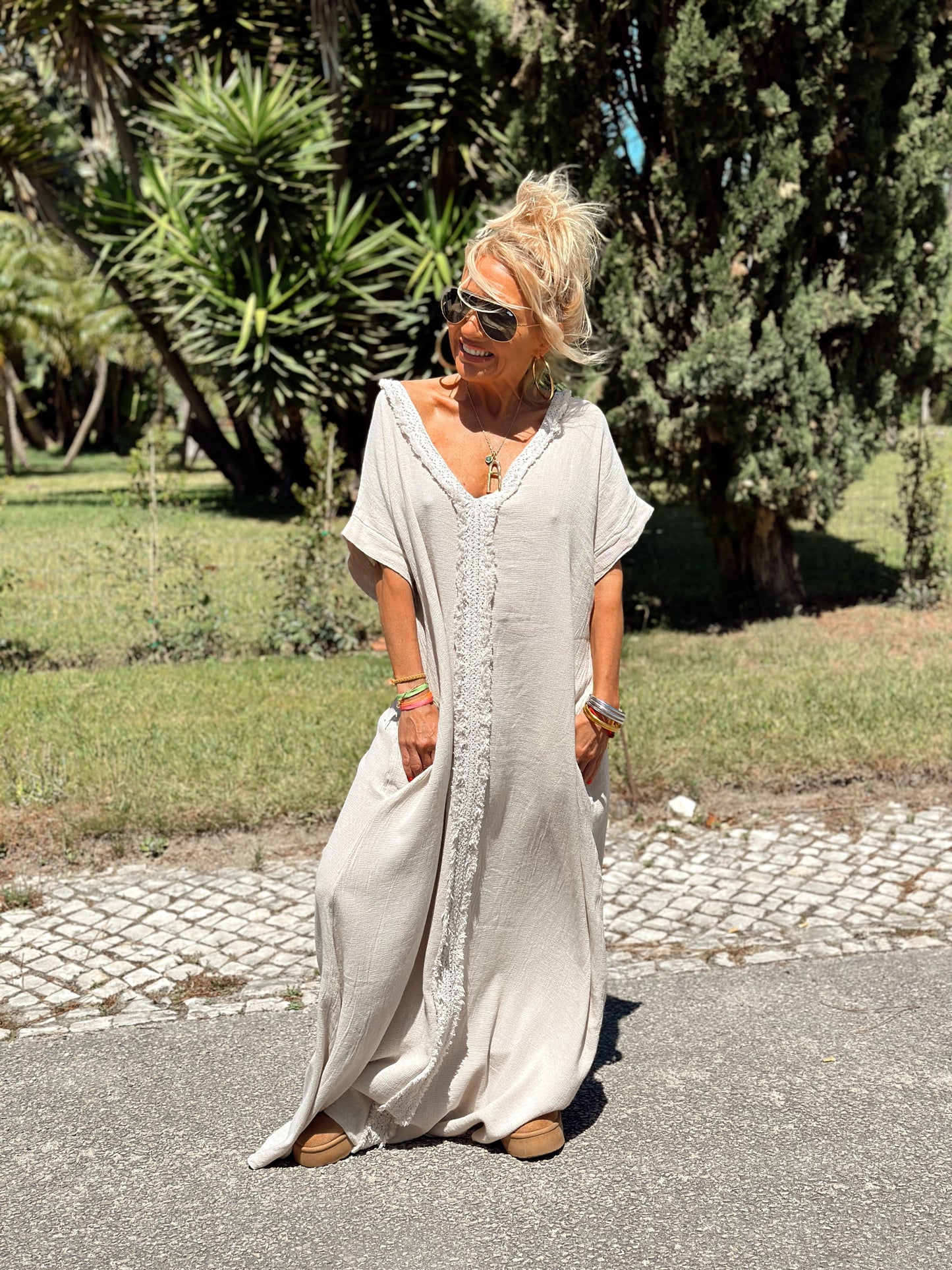 VESTIDO LARGO OVERSIZE JORDI BEIGE