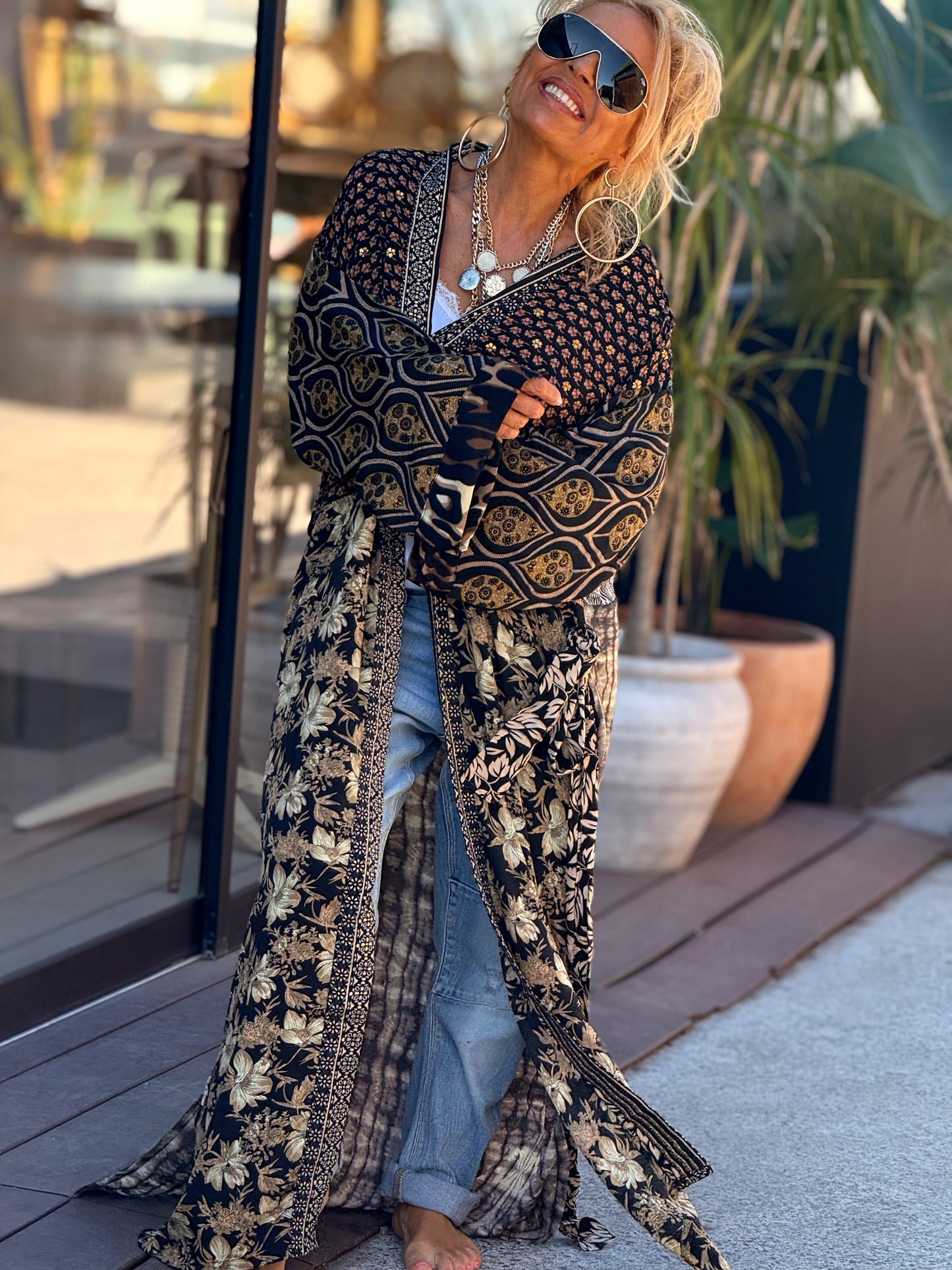 KIMONO ESTAMPADO MANGA 3/4 MULTICOLOR