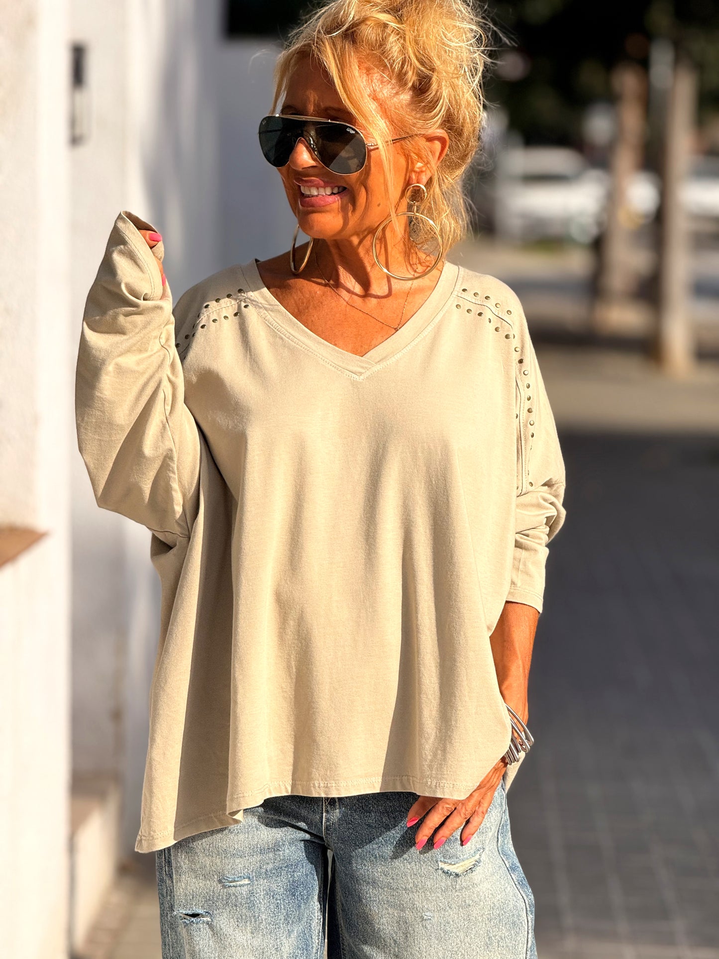 CAMISETA TACHAS CARMEN BEIGE