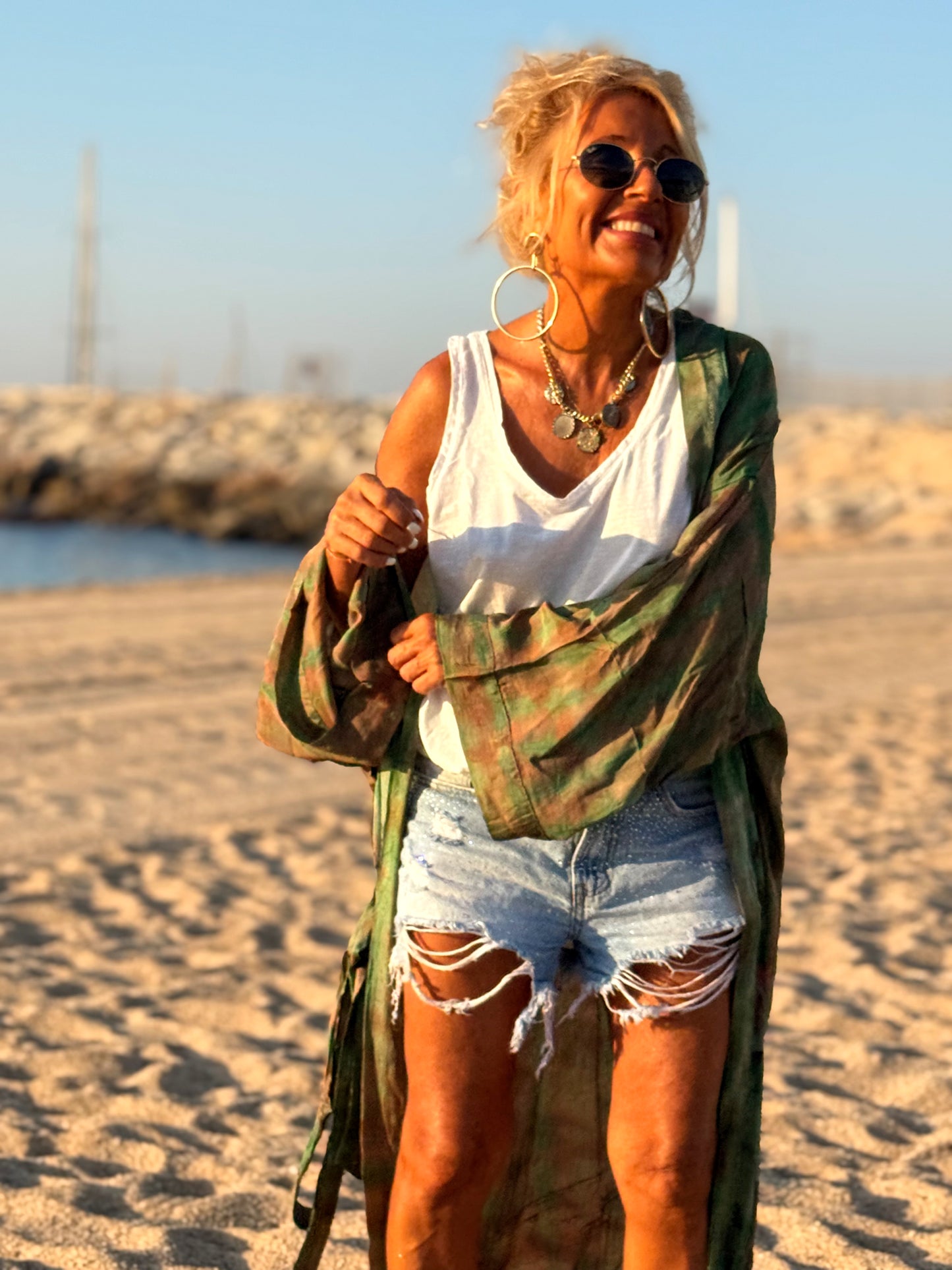 KIMONO ESTAMPADO MANGA LARGA CREPE DE SEDA MULTICOLOR