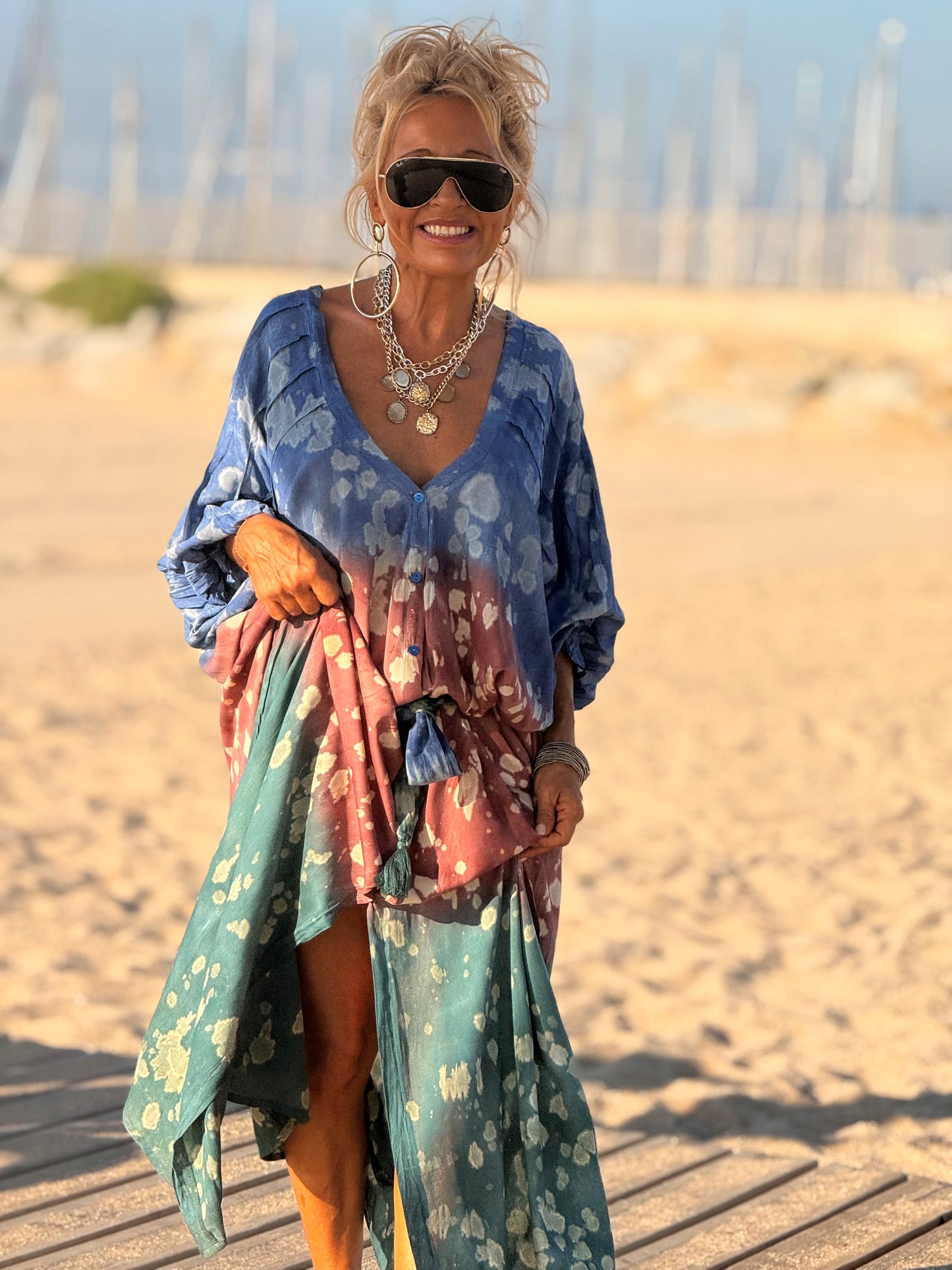 VESTIDO KAFTAN SUPER OVERSIZE MULTICOLOR