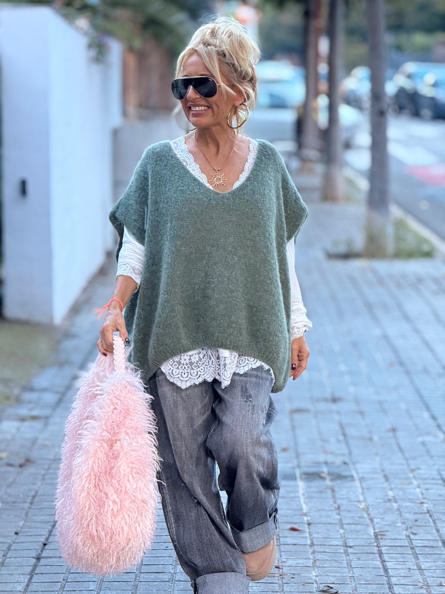 JERSEY-CHALECO DE PUNTO SUPER OVERSIZE LUANA MULTICOLOR