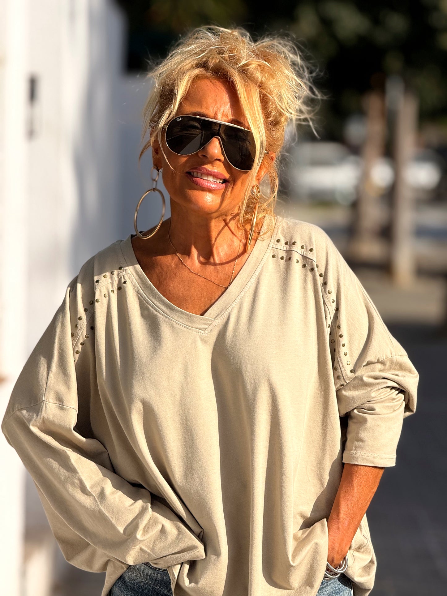 CAMISETA TACHAS CARMEN BEIGE