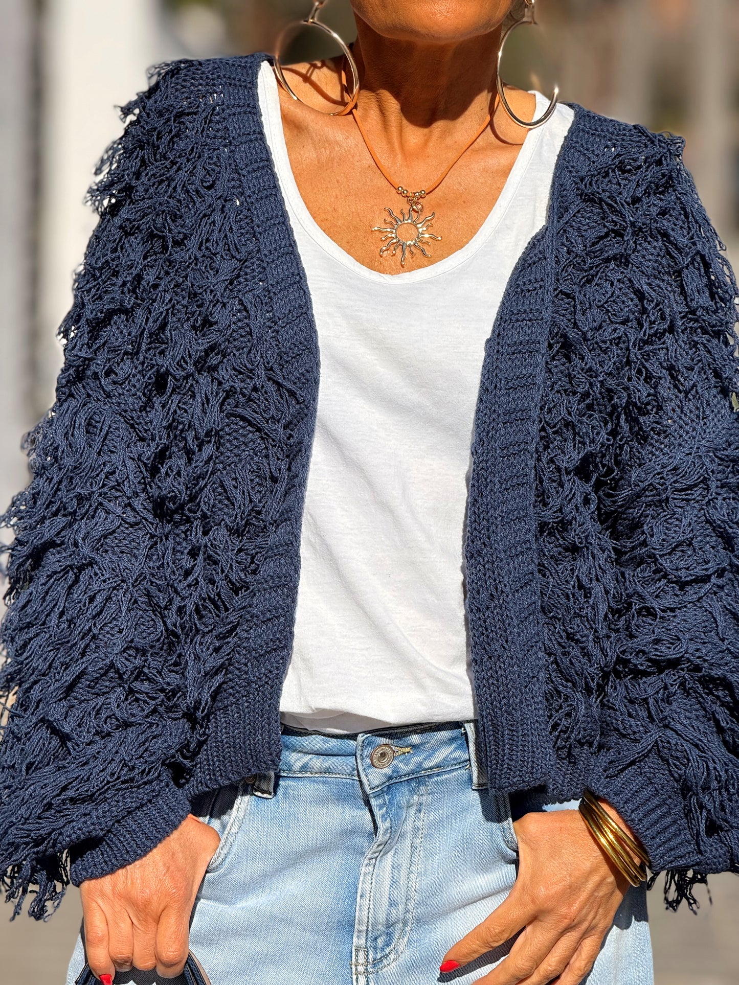 CARDIGAN CON FLECOS KEZIA MULTICOLOR
