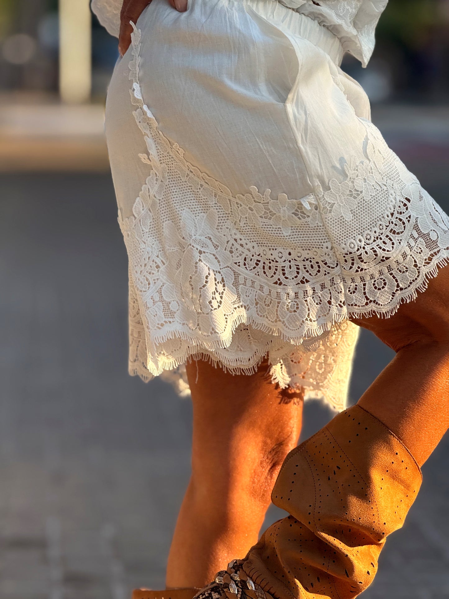 BERMUDA CHLOÉ LENCERO BLANCO