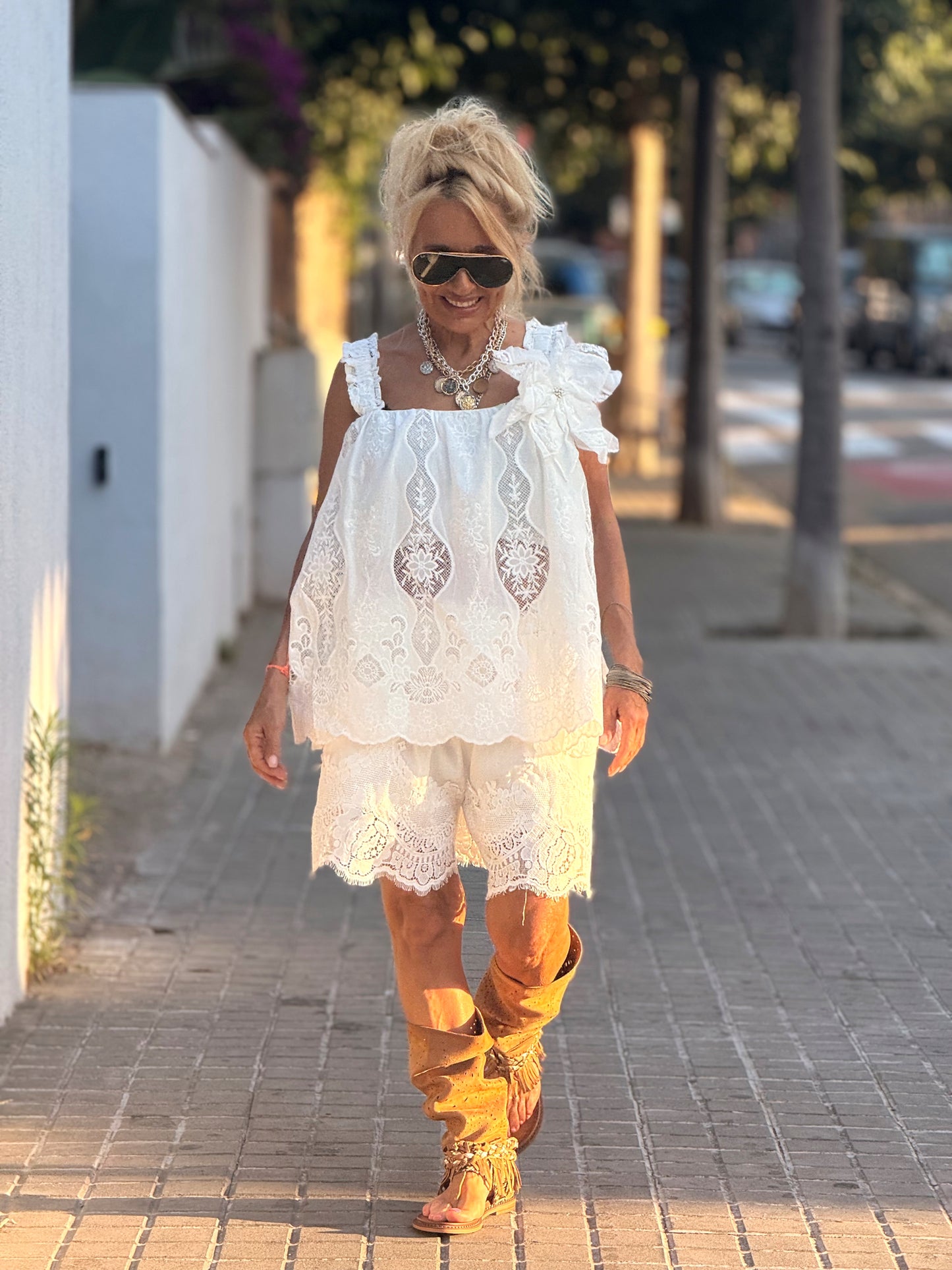 BERMUDA CHLOÉ LENCERO BLANCO