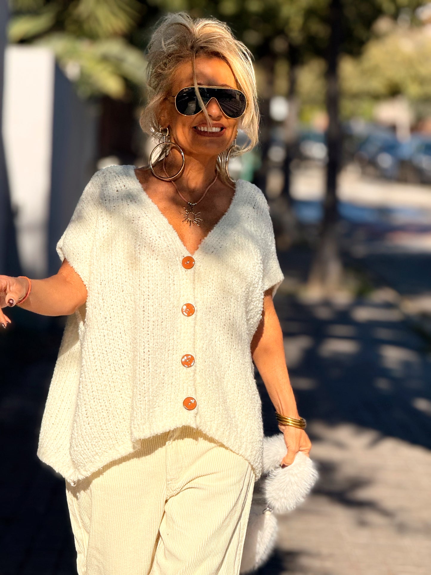 CHALECO DE PUNTO OVERSIZE AMALIA MULTICOLOR