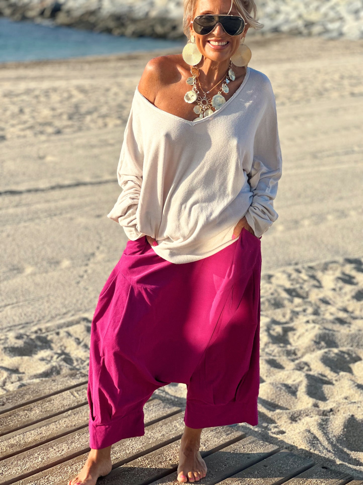 PANTALONES PANA CROPPED BAGGY OVERSIZE MULTICOLOR