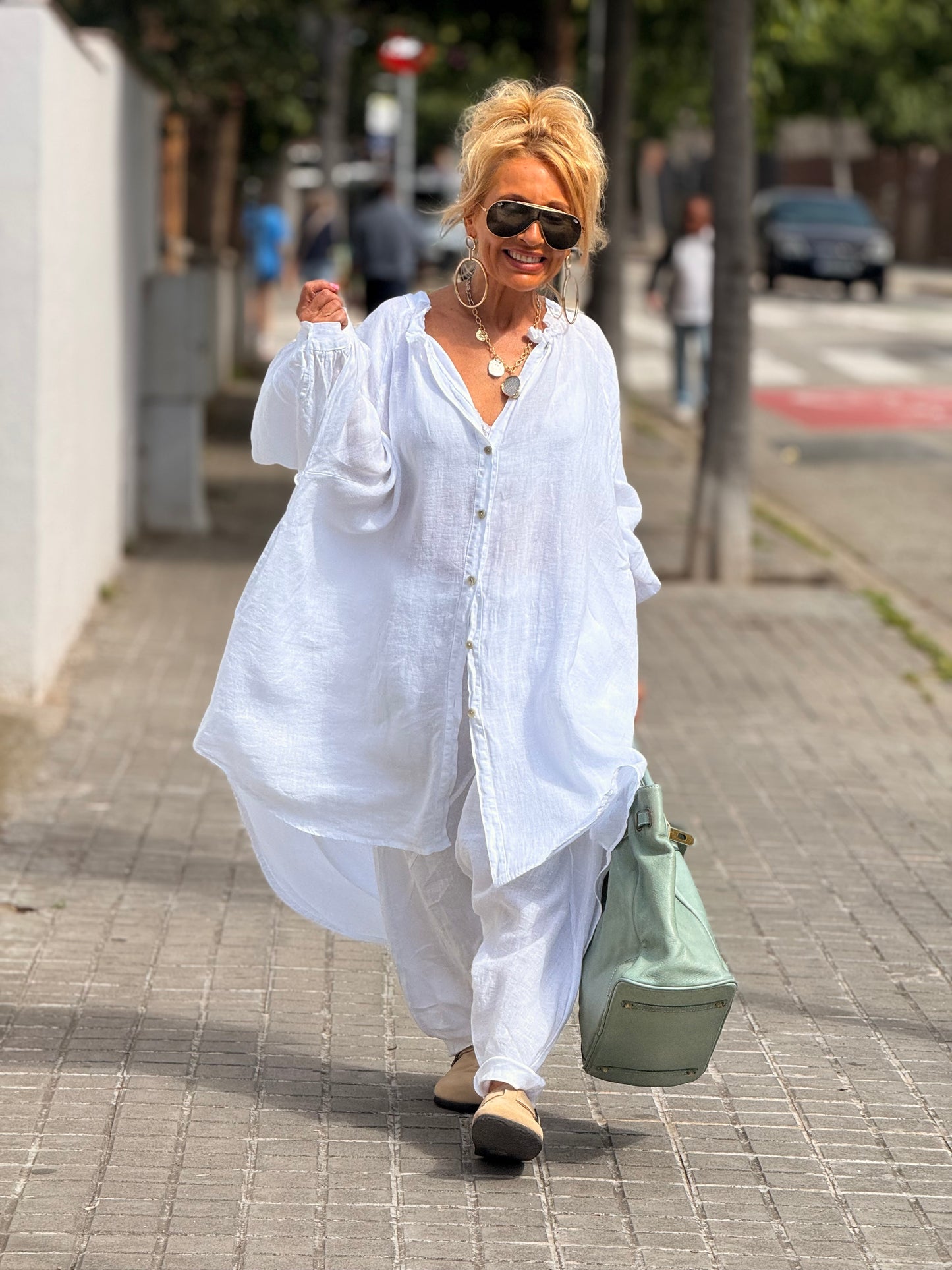 VESTIDO-TÚNICA SUPER OVERSIZE LINO NINA MULTICOLOR