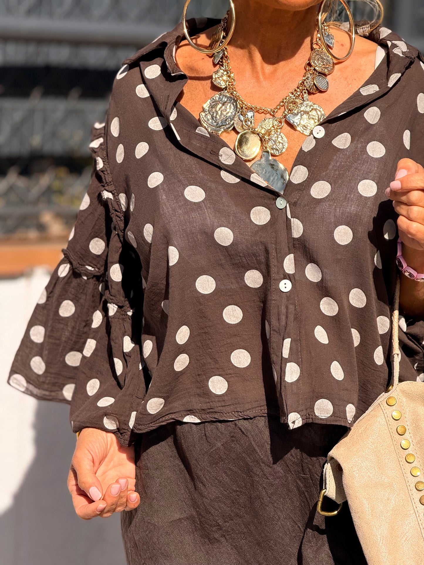 CAMISA CORTA LUNARES MULTICOLOR