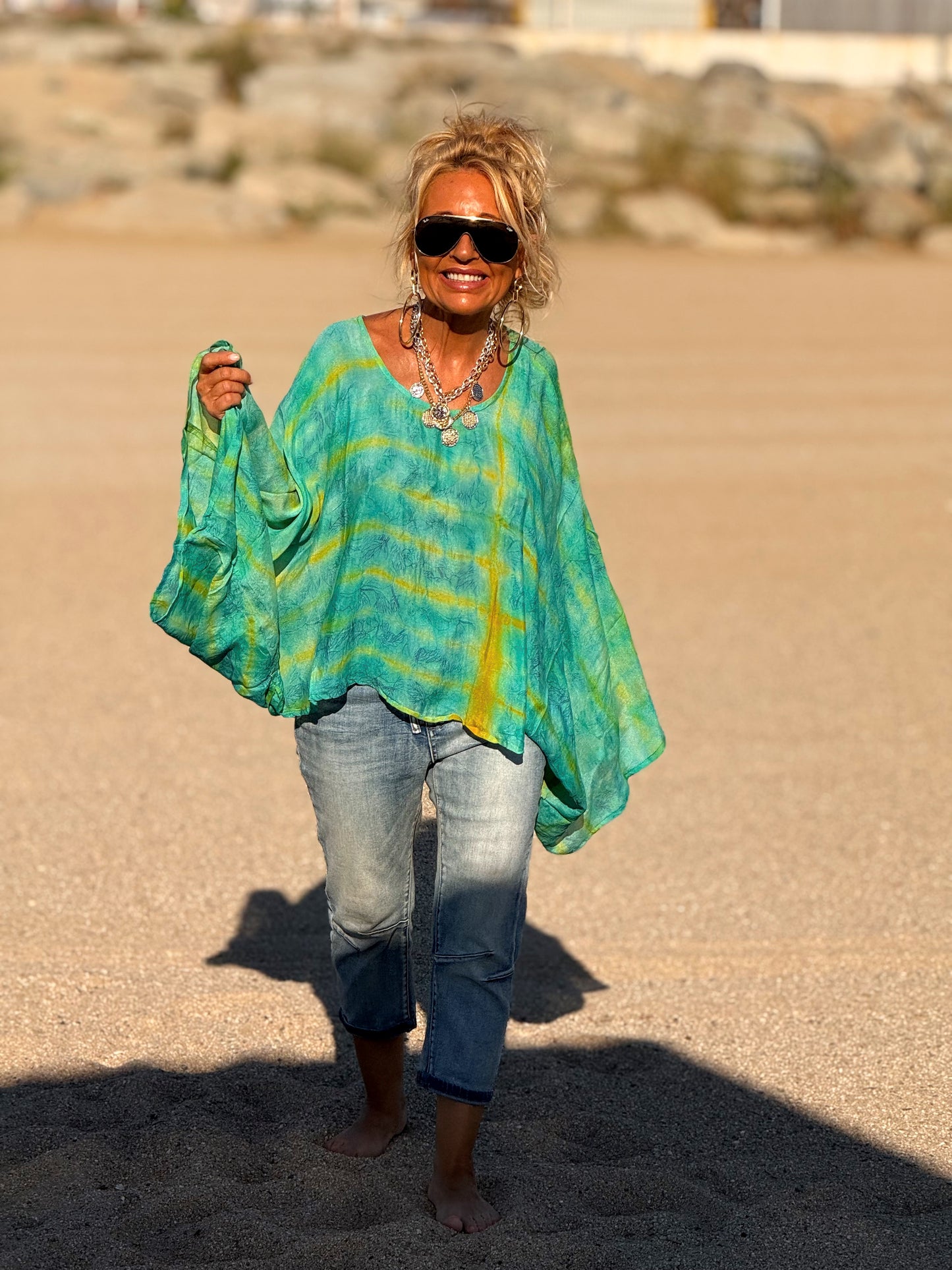 BLUSA-CAPA ESTAMPADO CREPE DE SEDA INDY MULTICOLOR