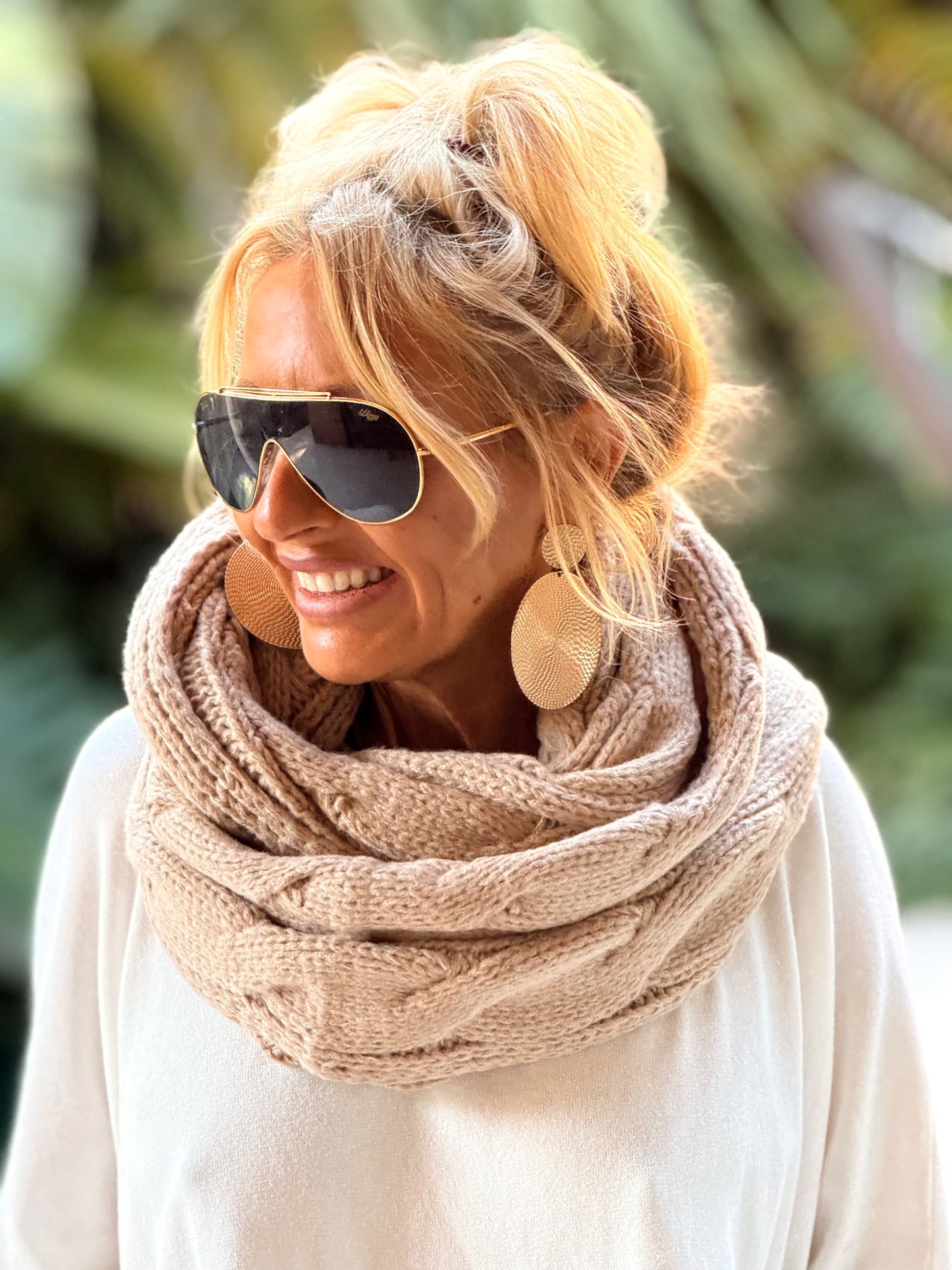 BUFANDA CUELLO DE PUNTO TRENZADO  MULTICOLOR