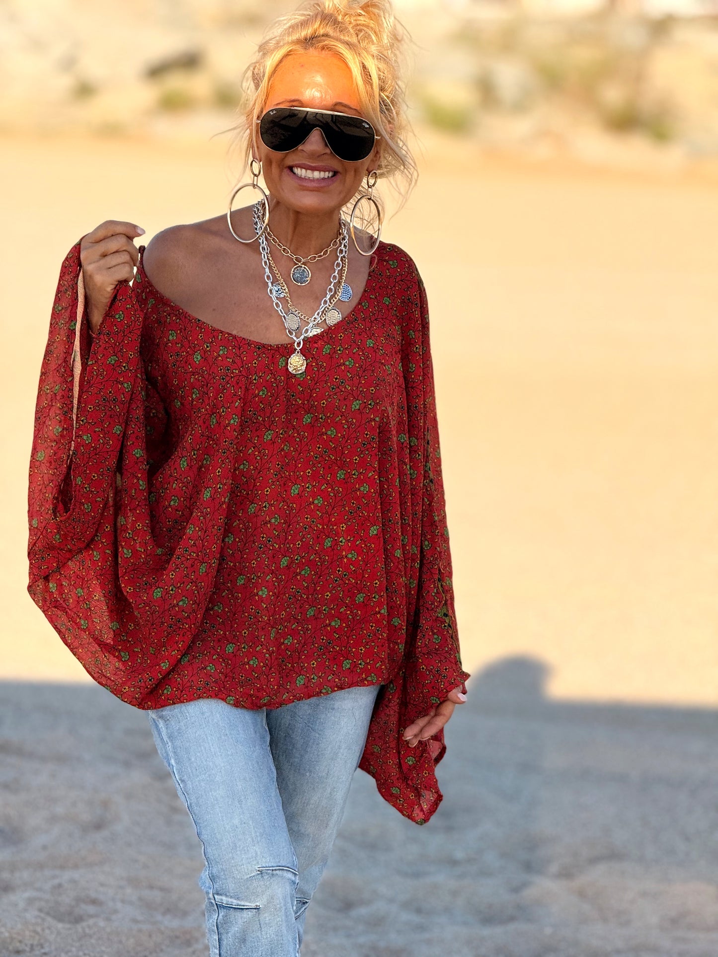 BLUSA-CAPA ESTAMPADO CREPE DE SEDA INDY MULTICOLOR